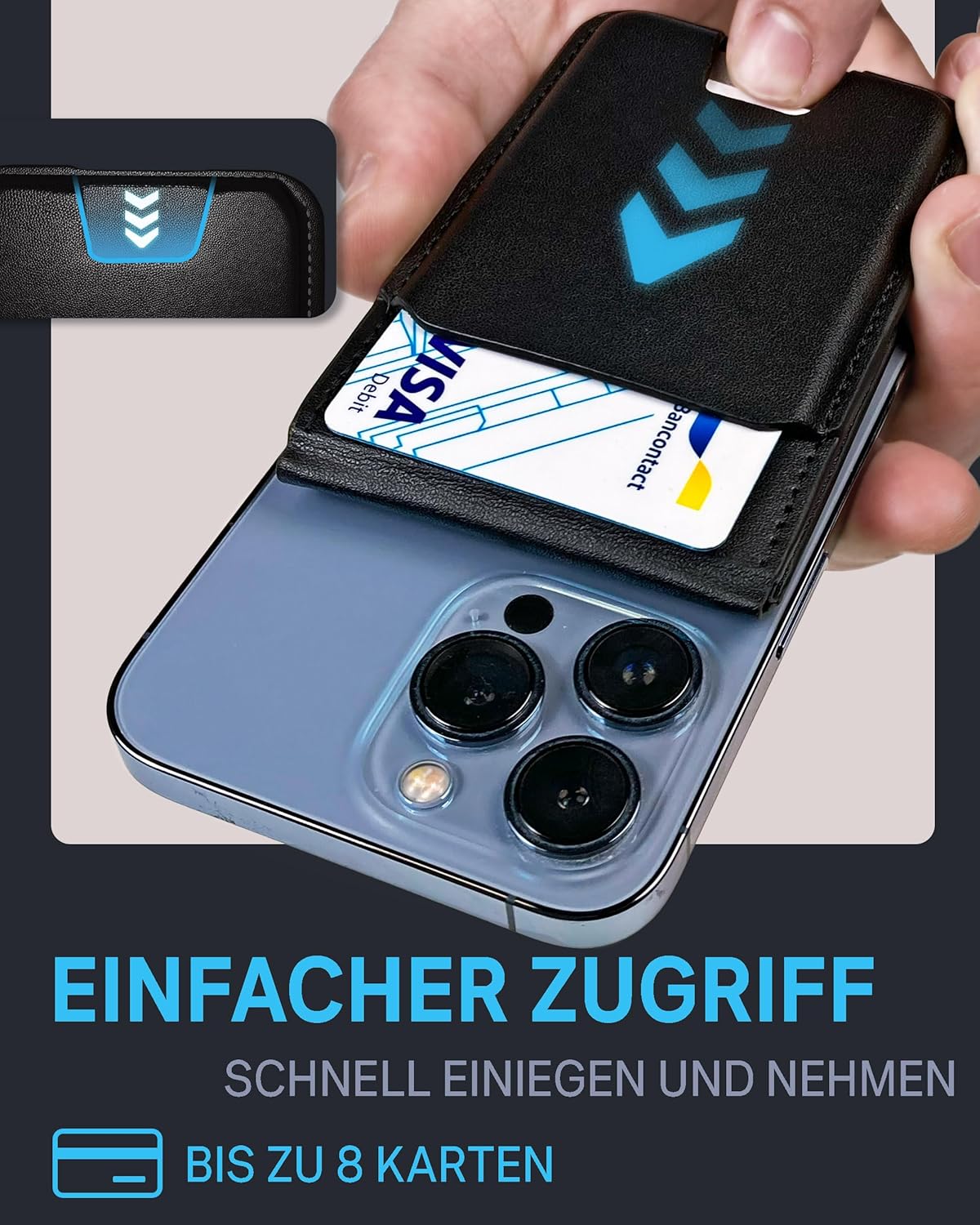 Sunslice Volta wallet showing easy card access