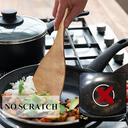 Miniatura 4 de Cucharas de madera para cocinar, juego de utensilios de madera resistentes al calor, utensilios de cocina de madera con espátula de madera para