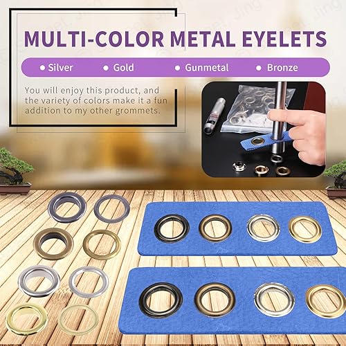 Miniatura 4 de Swpeet 400 piezas  200 juegos de ojales plateados de 320 pulgadas (0.157 in) con agujeros de metal grueso, kit de ojales de metal para reparar
