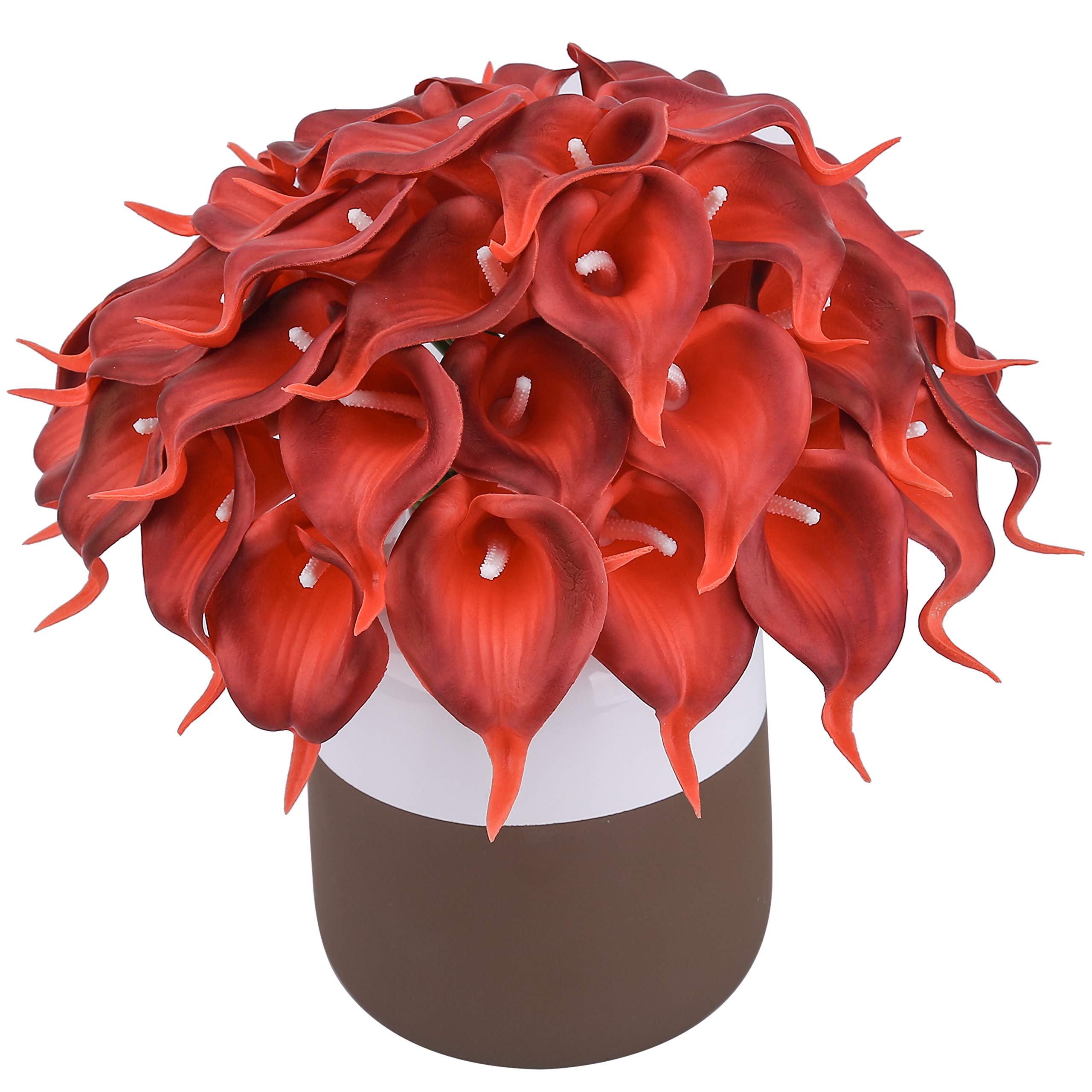 BOMAROLANCalla Lily Real Touch Bridal Wedding Bouquet Lataexs for Bride Artificial Flowers Birthday Party Home Décor Pack of 24 (Brown)