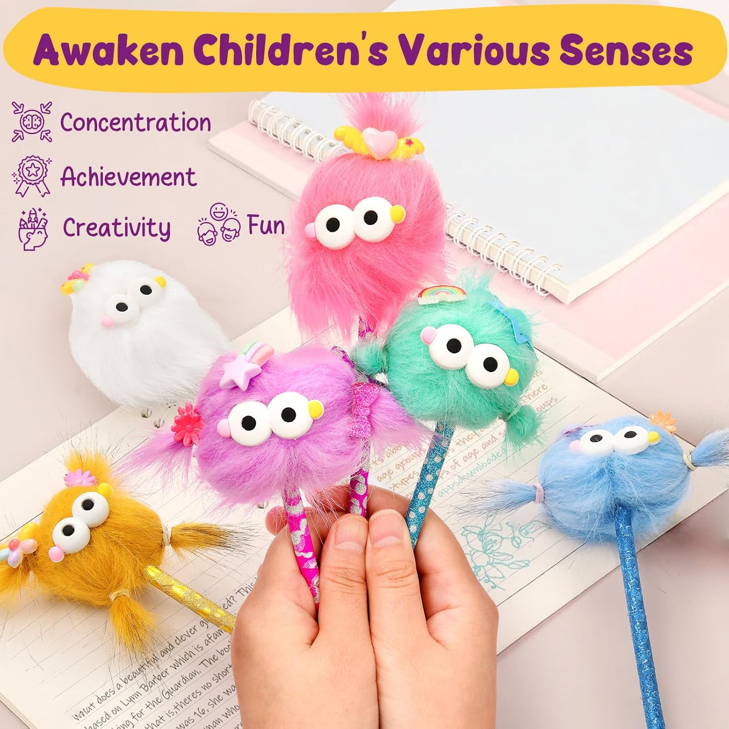 SNLN 50+ Accessories DIY Pen Making Kit, Pen Creator Studio, Making 12 Plush & Sparkly Pens, Creative Arts and Crafts for Kids Ages 5 6 7 8 Birthday Gifts for Kids Tweens Girls 9 10 11 12 Years