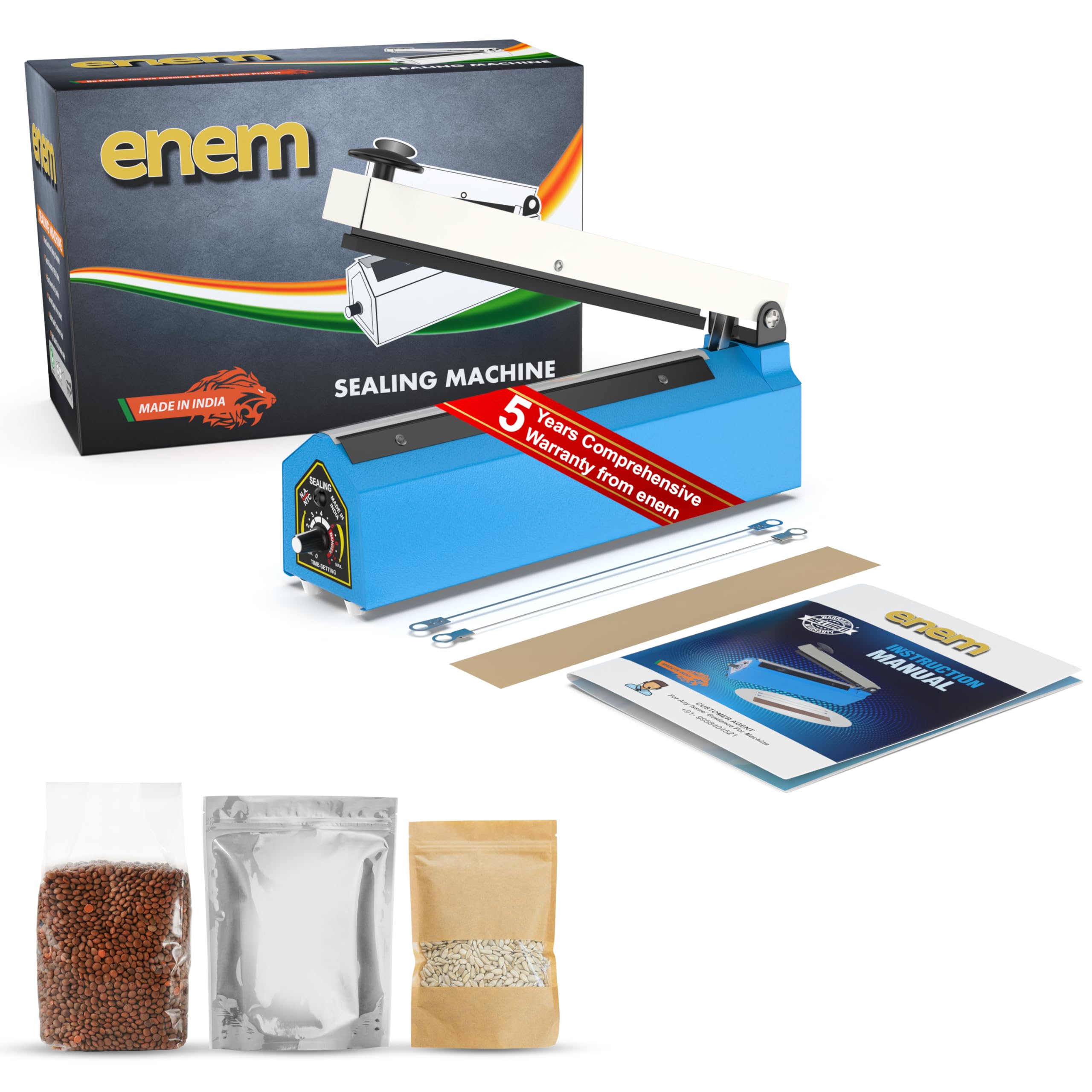 Sealing Machine for Food Packets, 10 Inch (250 mm), 5 Years Comprehensive Warranty, Packet Sealer Machine, Packing Machine Sealing, Sealing Machine, Full Customer Support from Enem