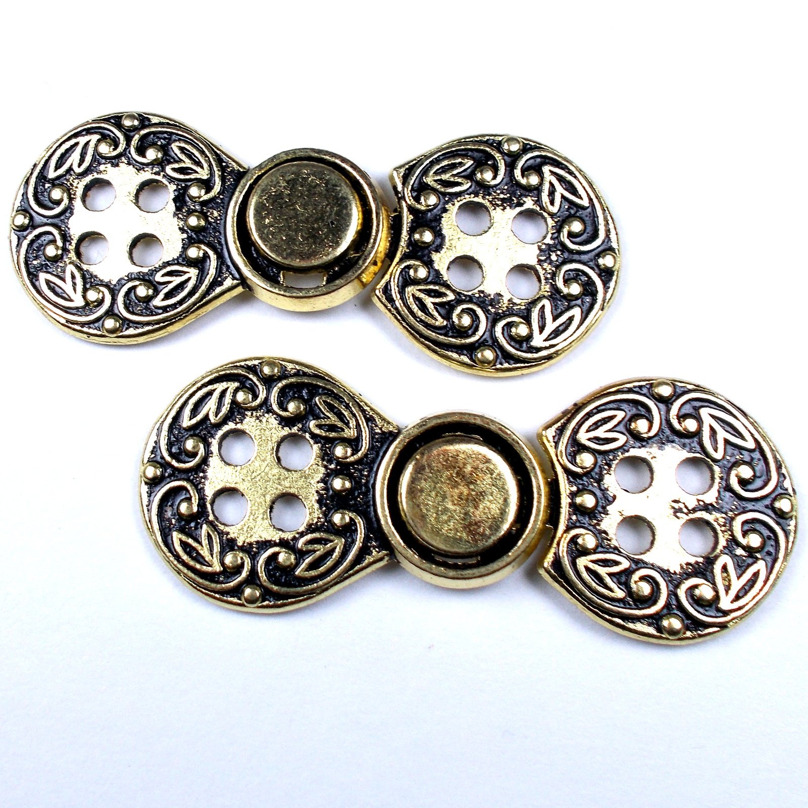 Push The Button Gold Metal Norwegian Clasps Fasteners 50Mm X 20Mm Pack Of 2 (Gold)