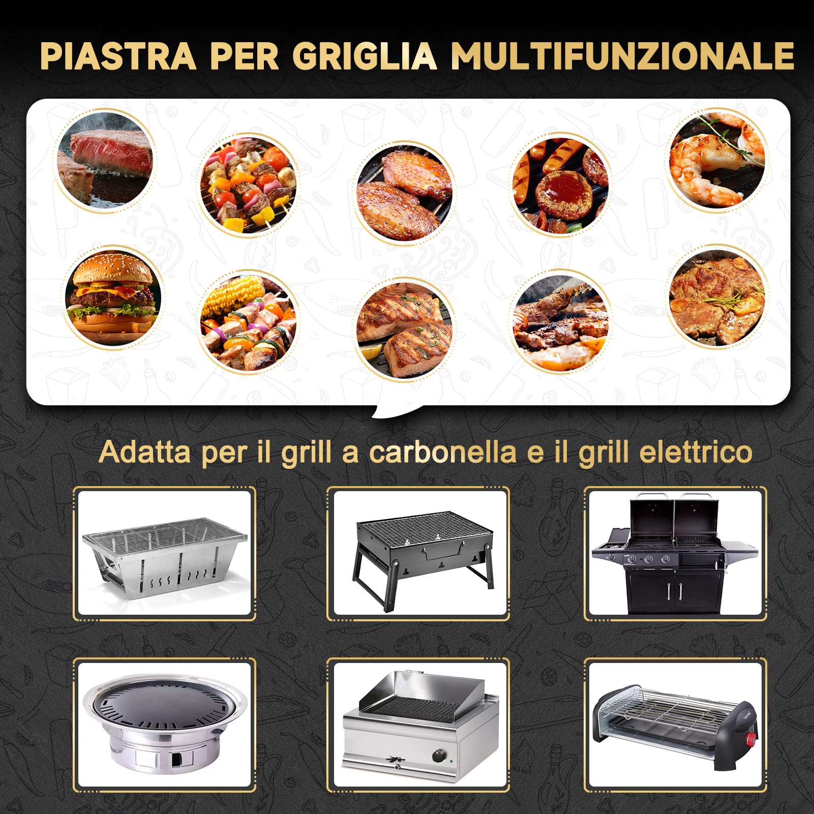 Piastra universale in acciaio inox, 40,5 x 31 cm, spessa 4 mm | Con scarico del grasso, lavabile in lavastoviglie, adatto per barbecue a gas e barbecue a carbone