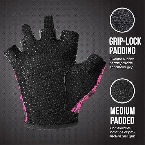 Miniatura 8 de Contraband Pink Label 5257 - Guantes de elevación con estampado de pata de gallo (par) - Ligeros veganos medianos acolchados de microfibra amara