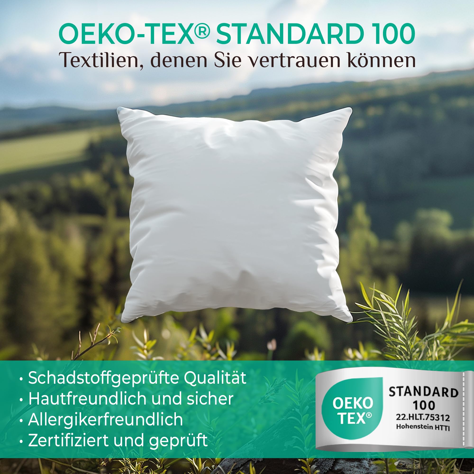 FAM Home Kissenfüllung 80x80 cm 4er Set Sofakissen Dekokissen 1000g | Ideal als Innenkissen & Füllkissen für Zierkissen: Mittelfest, hypoallergen und maschinenwaschbar. Perfekte Form für Bezüge.