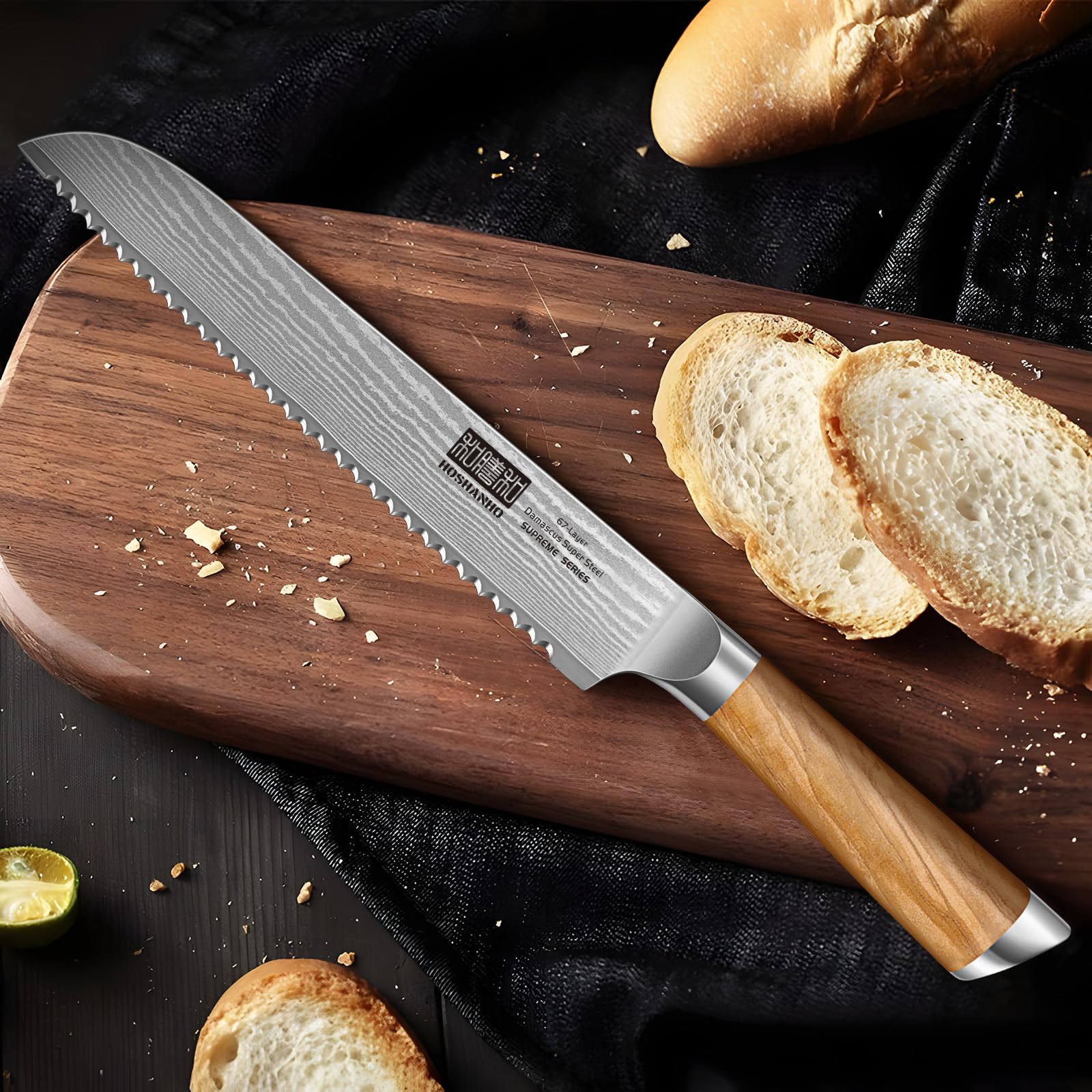 HOSHANHO Damascus Bread Knife - 8" Serrated -7 HOSHANHO Damascus Bread Knife - 8" Serrated -7