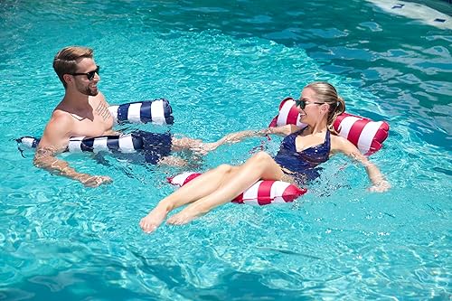 Miniatura 7 de Aqua - Original Monterey - Flotador de alberca y hamaca de agua 4 en 1 inflable multiusos para adultos de material patentado de cloruro de Navy -