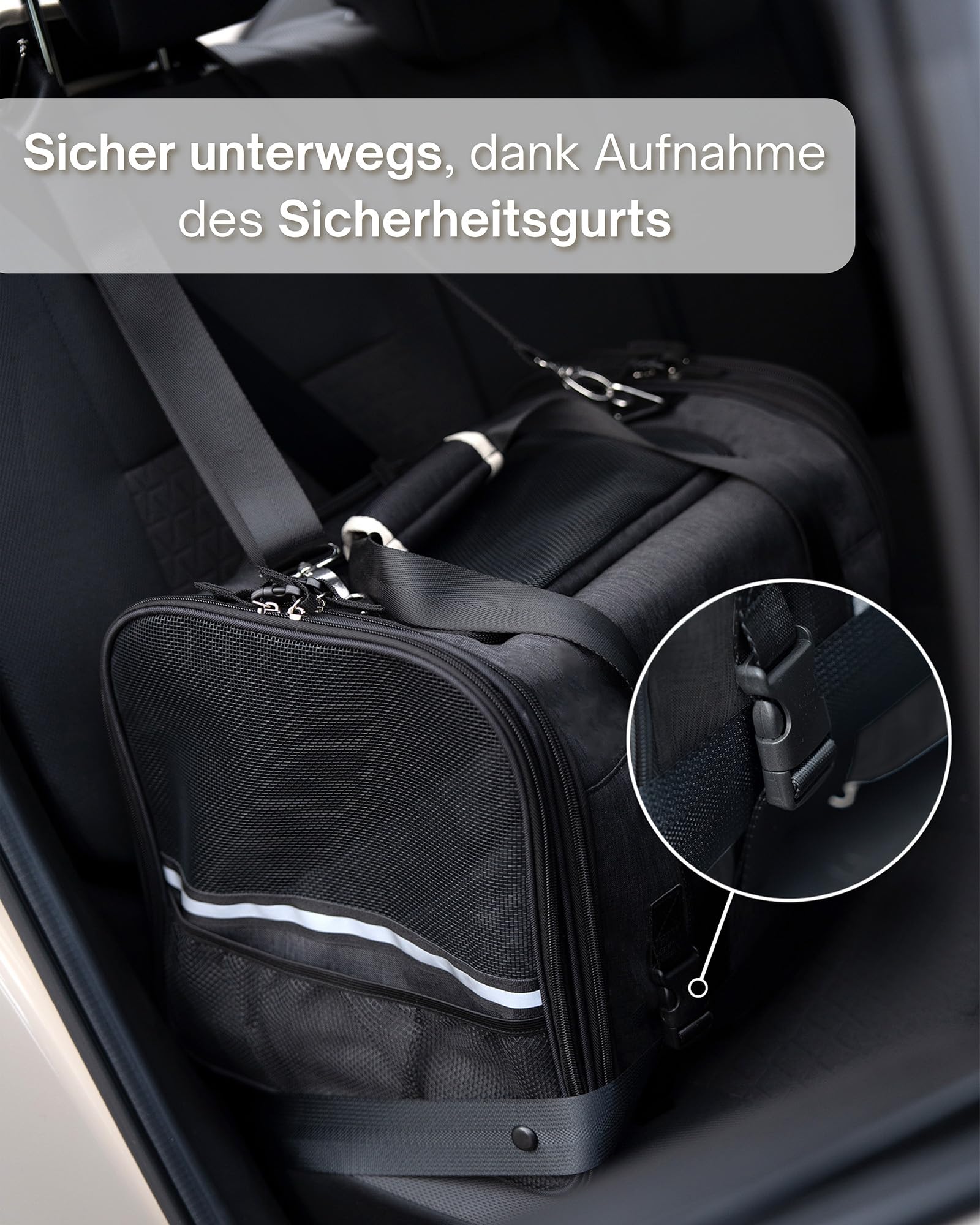 Petula Katzentasche & Hundetasche – Faltbare Katzentransporttasche für Katzen & kleine Hunde bis 13 kg – Formstabil, mit Innenmatte, Belüftung, Katzentransportbox, Transportbox (Schwarz)