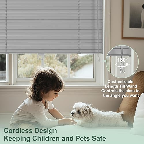 Miniatura 6 de Persianas horizontales de aluminio de 1 pulgada sin cordón para oscurecer la habitación, persianas venecianas para el hogar, oficina, baño, puertas