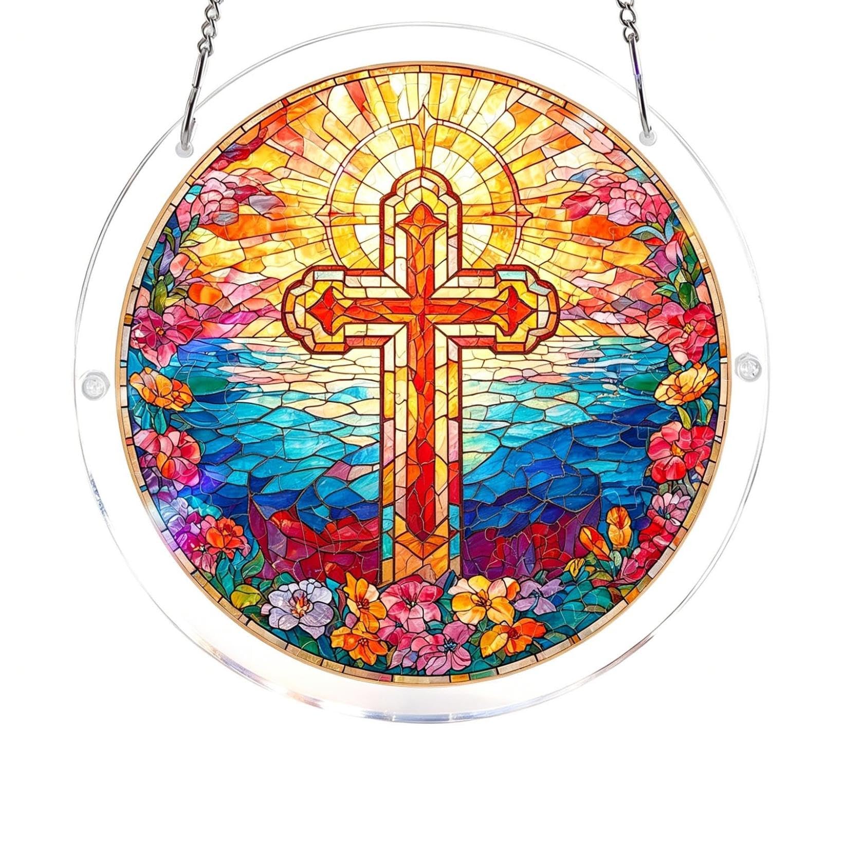 Acrylic Puzzles Suncatcher Window Hanging, 7.4 Inch DIY Suncatcher Kits for Doors Garden, Stained Glass Acrylics Sun Catcher Puzzle for Women & Men Birthday Home Decor (#10)