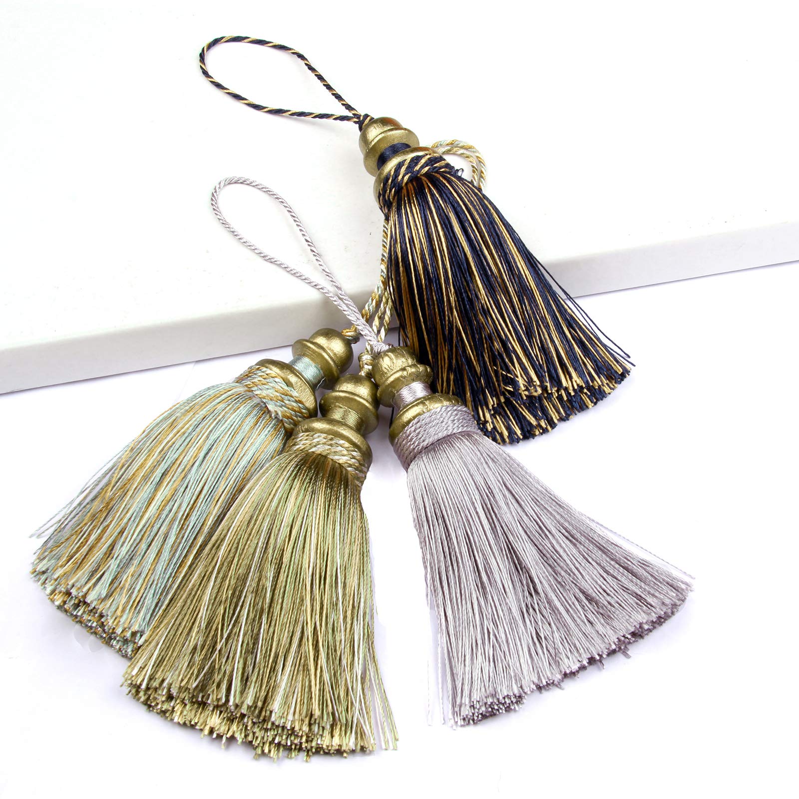 Fenghuangwu - Nappe colorate per chiavi, accessori fai da te per tende e decorazioni per la casa, confezione da 4 (nero