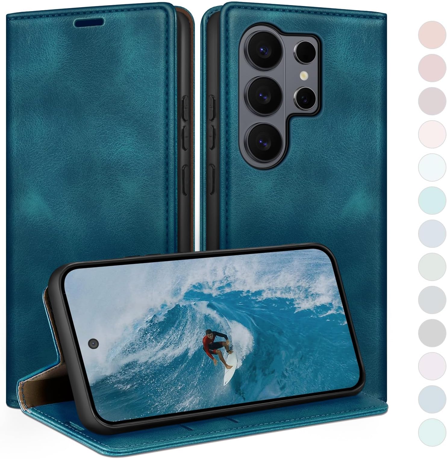 for Samsung Galaxy S26 Ultra Wallet case with RFID Blocking PU Leather,Flip Folio Book covers,Credit Card Holder Shockproof Phone case Women Men for Samsung S26 Ultra case Teal
