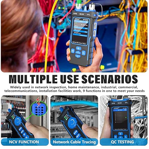 Miniatura 6 de NOYAFA Probador de cable de red NF-8508 con medidor de potencia óptica de 7 longitudes de onda, probador RJ11 RJ45PoECAT5 CAT6NCV, herramienta de