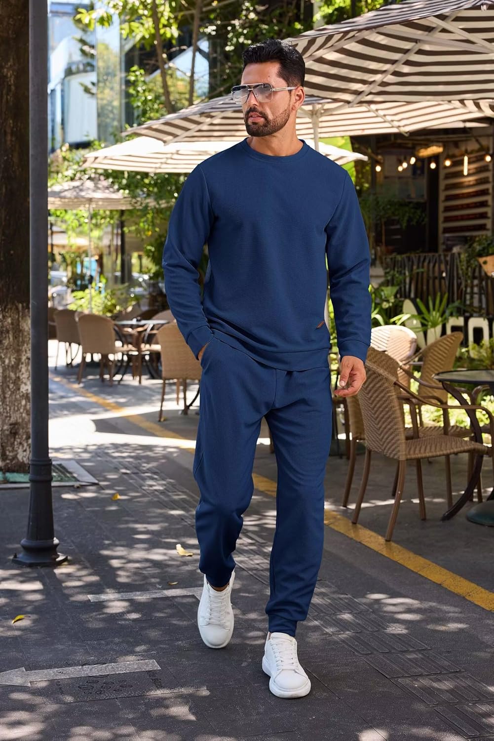 Mens Tracksuit 2 Piece Sweatsuits Sets Long Sleeve Pullover Sweatshirt and Pants Set Casual Jogging Outfits - Image 6