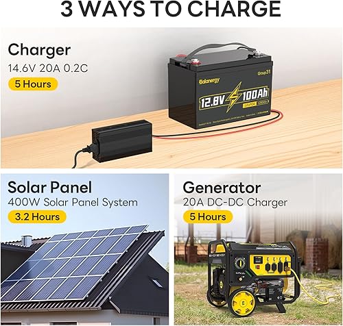 Miniatura 4 de Batería de litio LiFePO4 de 12 V 100 Ah, baterías de litio de 12 voltios grupo 31 protección a baja temperatura BMS de 100 A integrada, hasta 15000