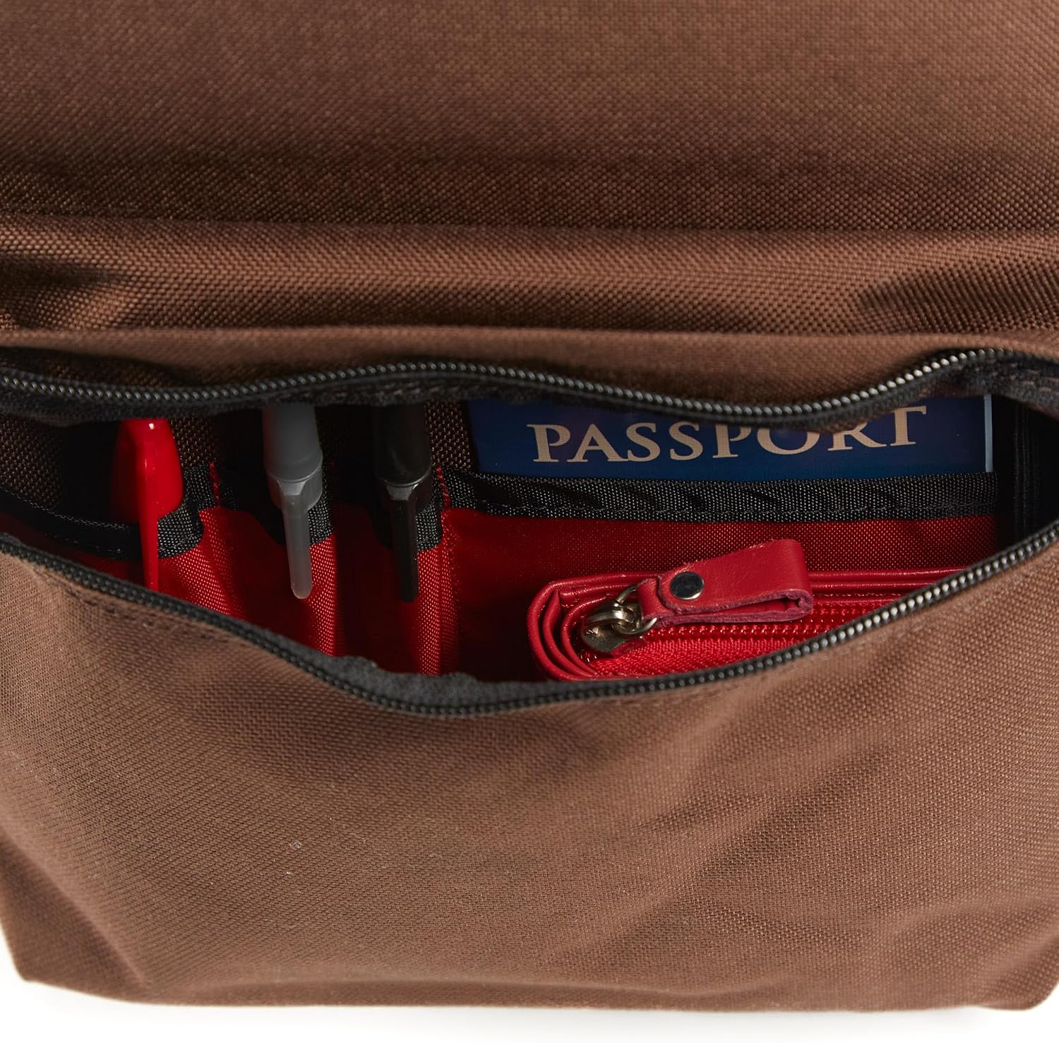Manhattan Portage Mini Knickerbocker backpack With Laptop Compartment With Reflective Puller And Side Mesh Pockets (Dark Brown)