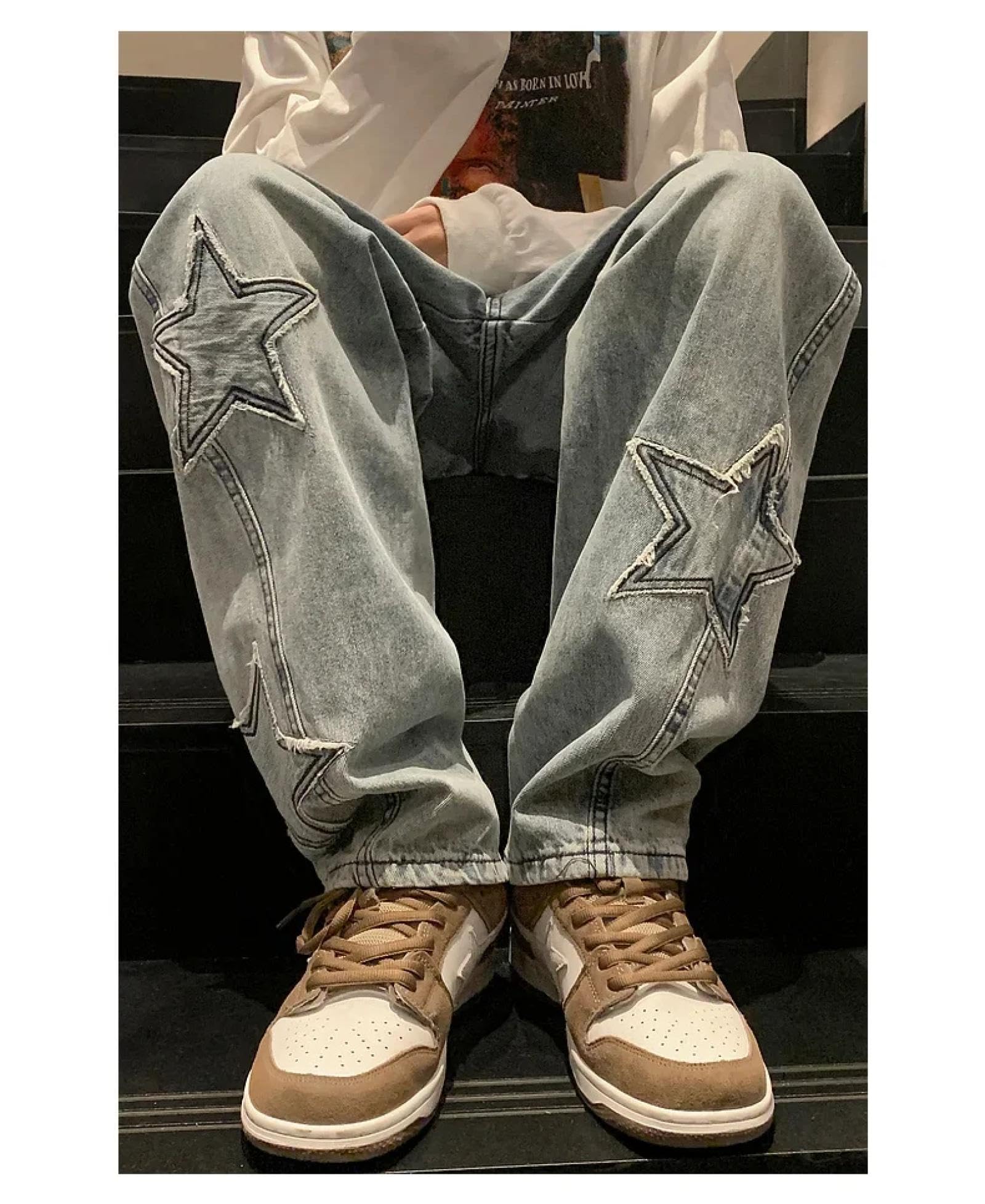 Jeans Pantaloni Jeans A Gamba Larga Larga per Uomo Pantaloni Lunghi A Gamba Larga Casual