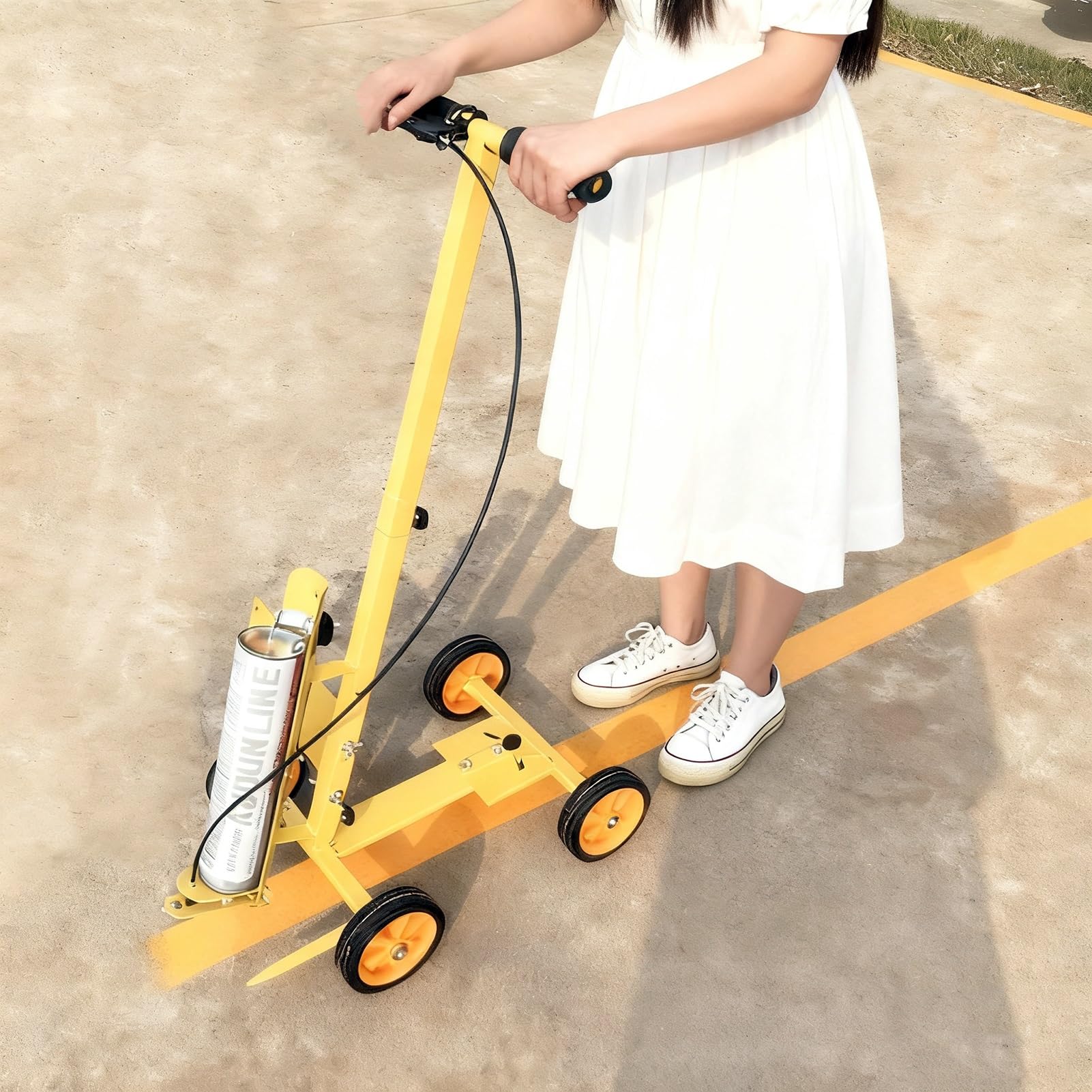 GTHTUHFD Line Marker Machine, Parking Lot And Field Line Striper With Width Adjustment And Curve Marking