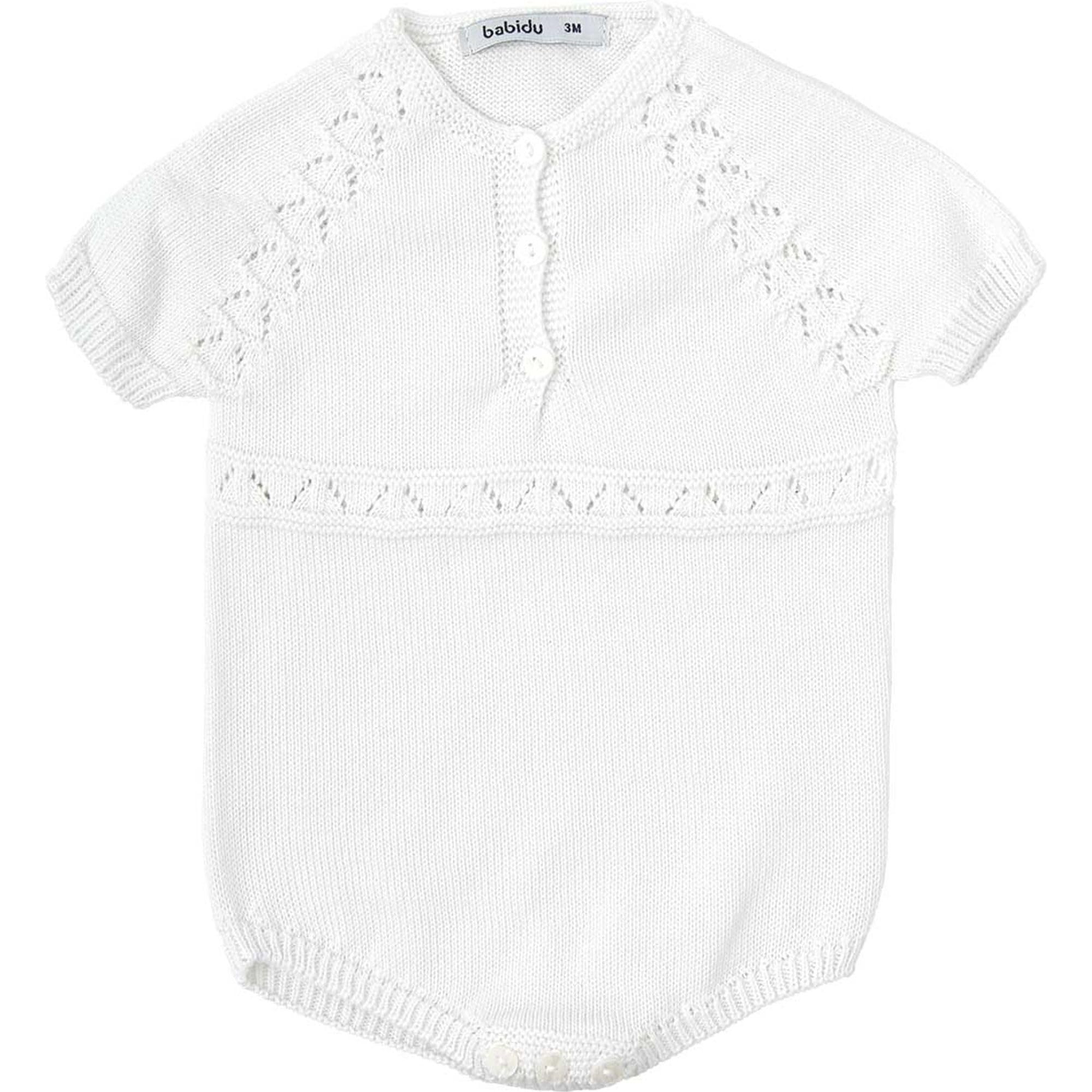 Pelele de bebé de manga corta BABIDU tejido de punto calado con botones decorativos 2