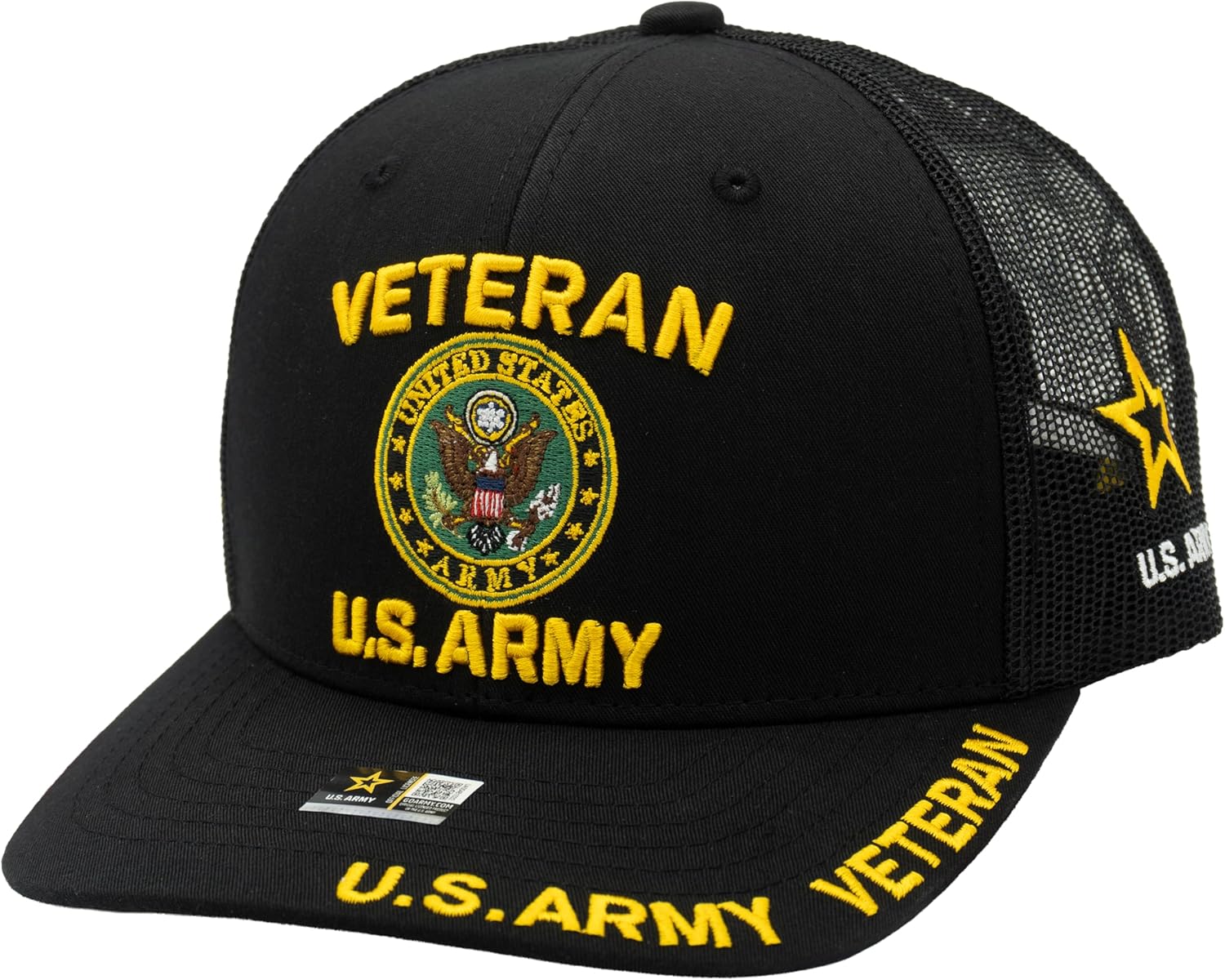 US Army Veteran Hat for Men Official Licensed Military Veterans Embroidered Patch Design Army Seal Adjustable Baseball Cap