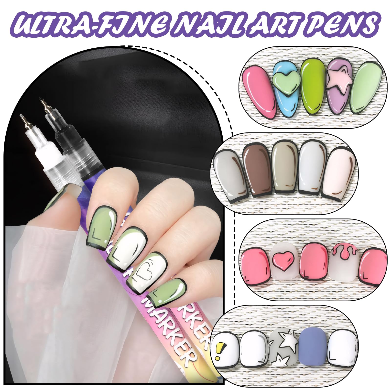 12 Color 3D Nail Art Pens Set - Image 2