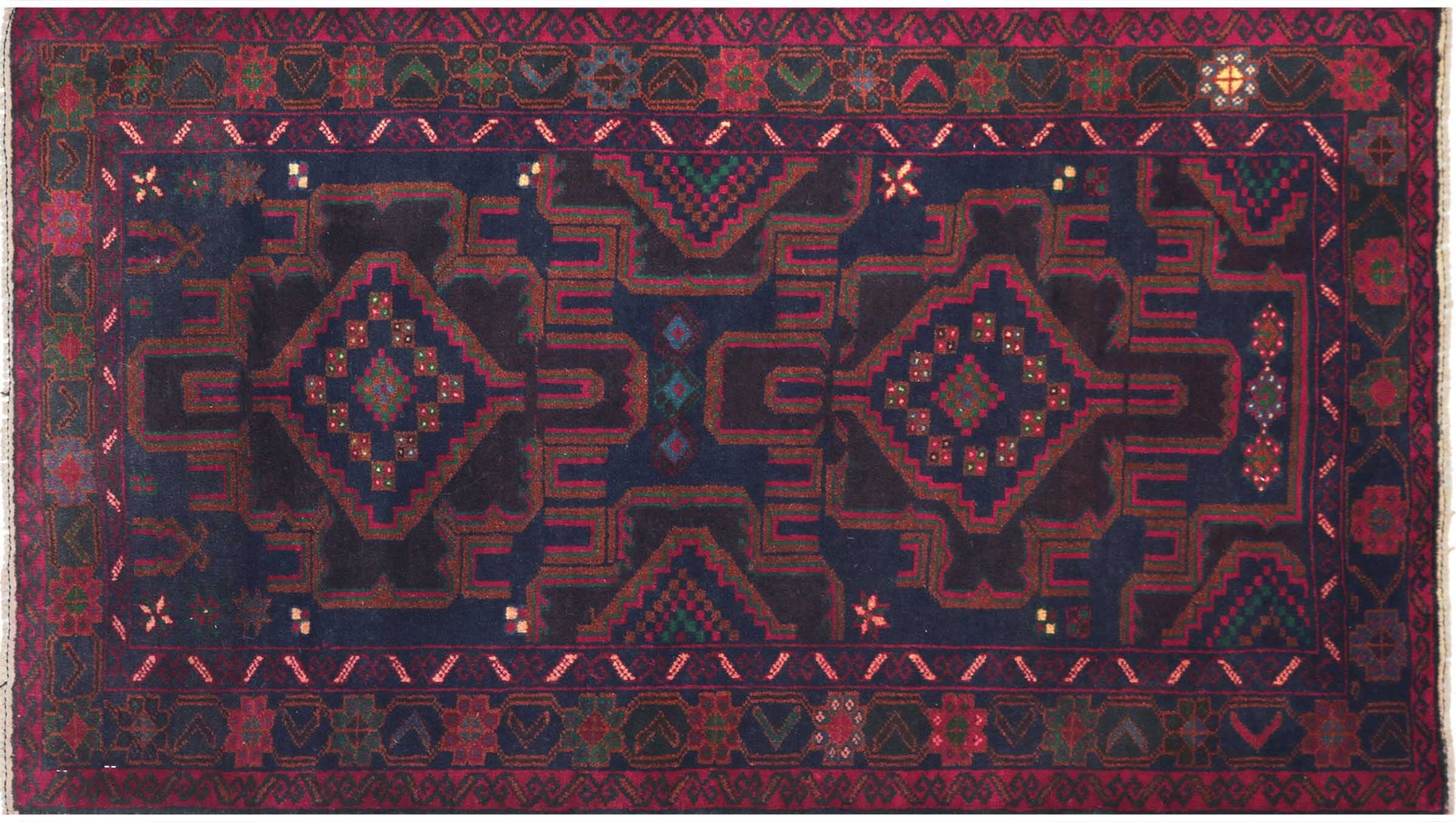 Afghan Tapis de prière antidérapant 100 x 150 cm, noué à la main, rouge oriental 88