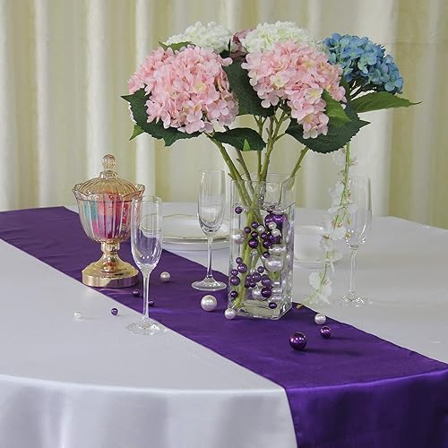 Miniatura 6 de WELMATCH Relleno de jarrón de perlas de color morado oscuro y marfil, 120 cuentas de perlas de imitación de 1 libra, 0.551 in, 0.787 in, 1.181 in,