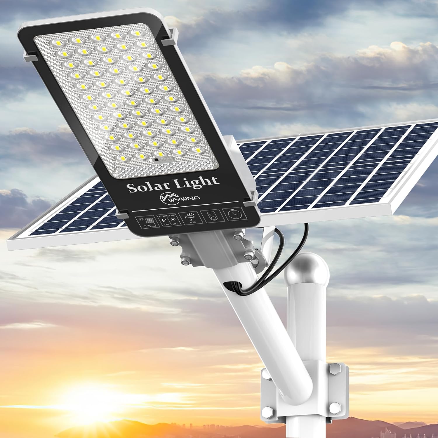 WYWNA 10000W Solar Street Lights Outdoor, Super Bright Commercial Solar Security Light with Remote, Dusk to Dawn Waterproof Lighting for Parking Lot, Driveway, Garage & Farm