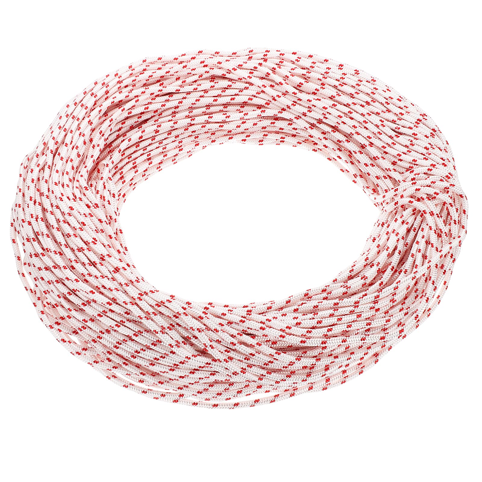 QUARKZMAN Corde De Lanceur Recoil, Diamètre 5mm Longueur 100m 328ft Corde Polyester Pour Tondeuse Tronçonneuse Générateur Débroussailleuse Pièces De Moteur De Remplacement, Rouge Et Blanc