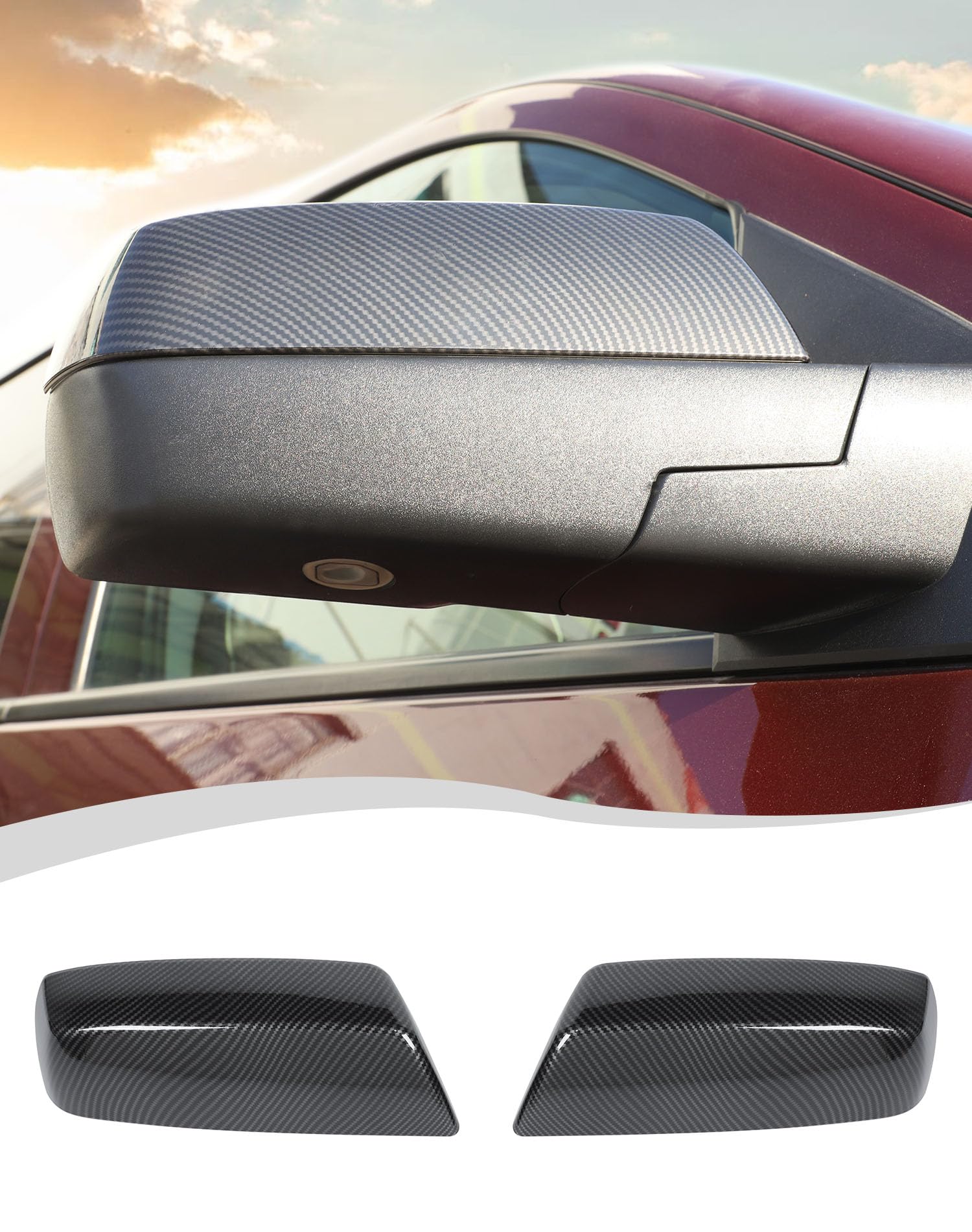 Hoolcar Side View Mirror Cover Decals ABS Rearview Mirrors Trim Cover Exterior Accessories Fit for Chevrolet Silverado GMC Sierra 2014-2018, Carbon