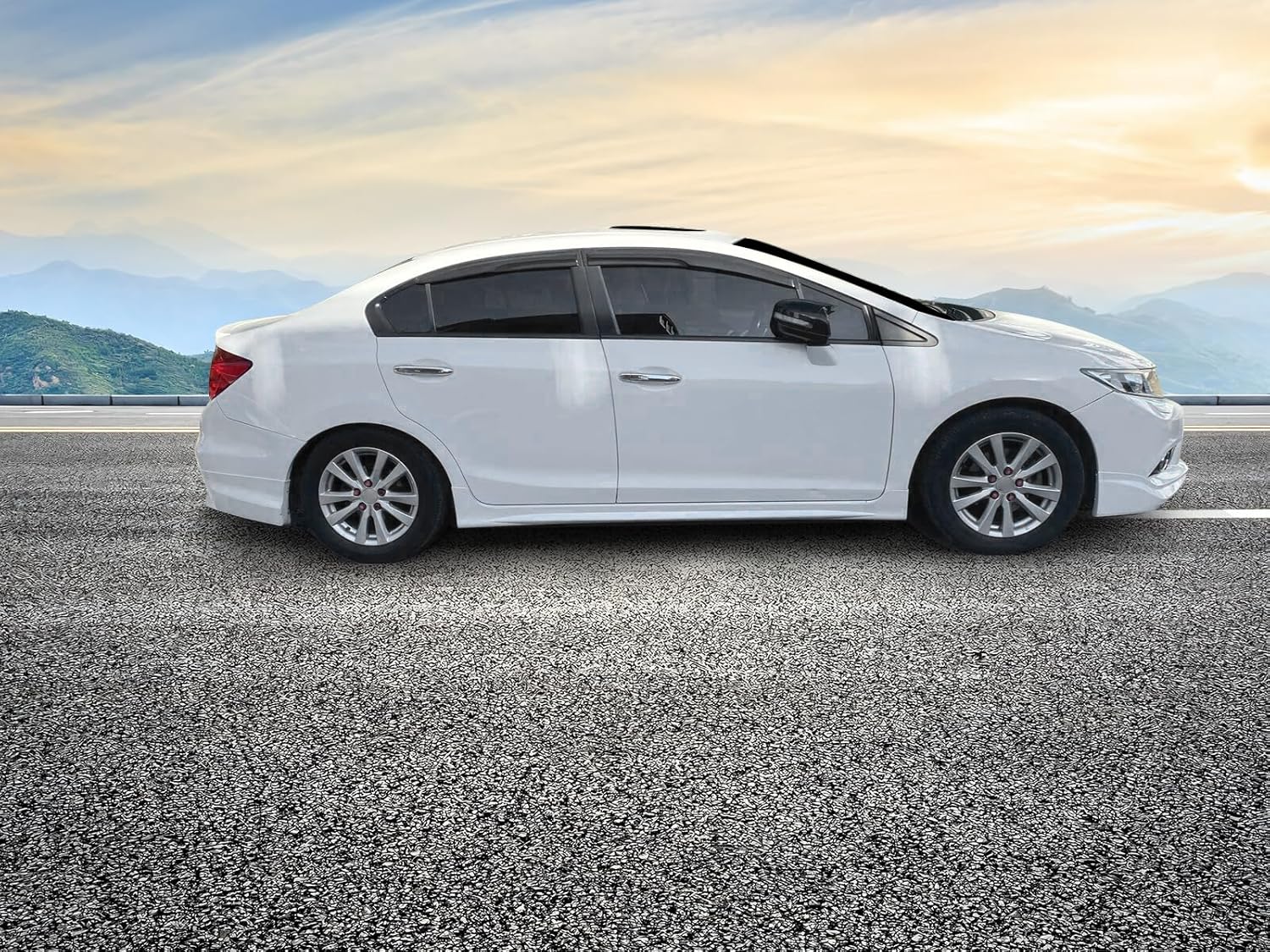 Side Skirts Compatible with 2012-2015 Honda Civic, 9th 4Dr Side Skirts Rocker Panels Pair -ABS by IKON MOTORSPORTS, 2013 2014