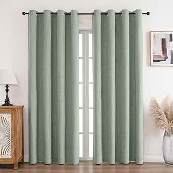 CUCRAF Gordijnen, 100% ondoorzichtig, linnen, met ringen, verduisteringsgordijnen, lichtbeige, H 229 x B 167 cm, set van 2, thermogordijn, koudebescherming, geluidsisolatie, gordijn voor woonkamer
