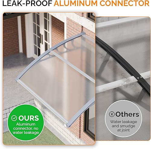 Vista 140 de VINGLI - Toldo para puerta y ventana para exteriores, 30 x 40 pulgadas, cubierta de policarbonato para puerta de patio, para protección del sol