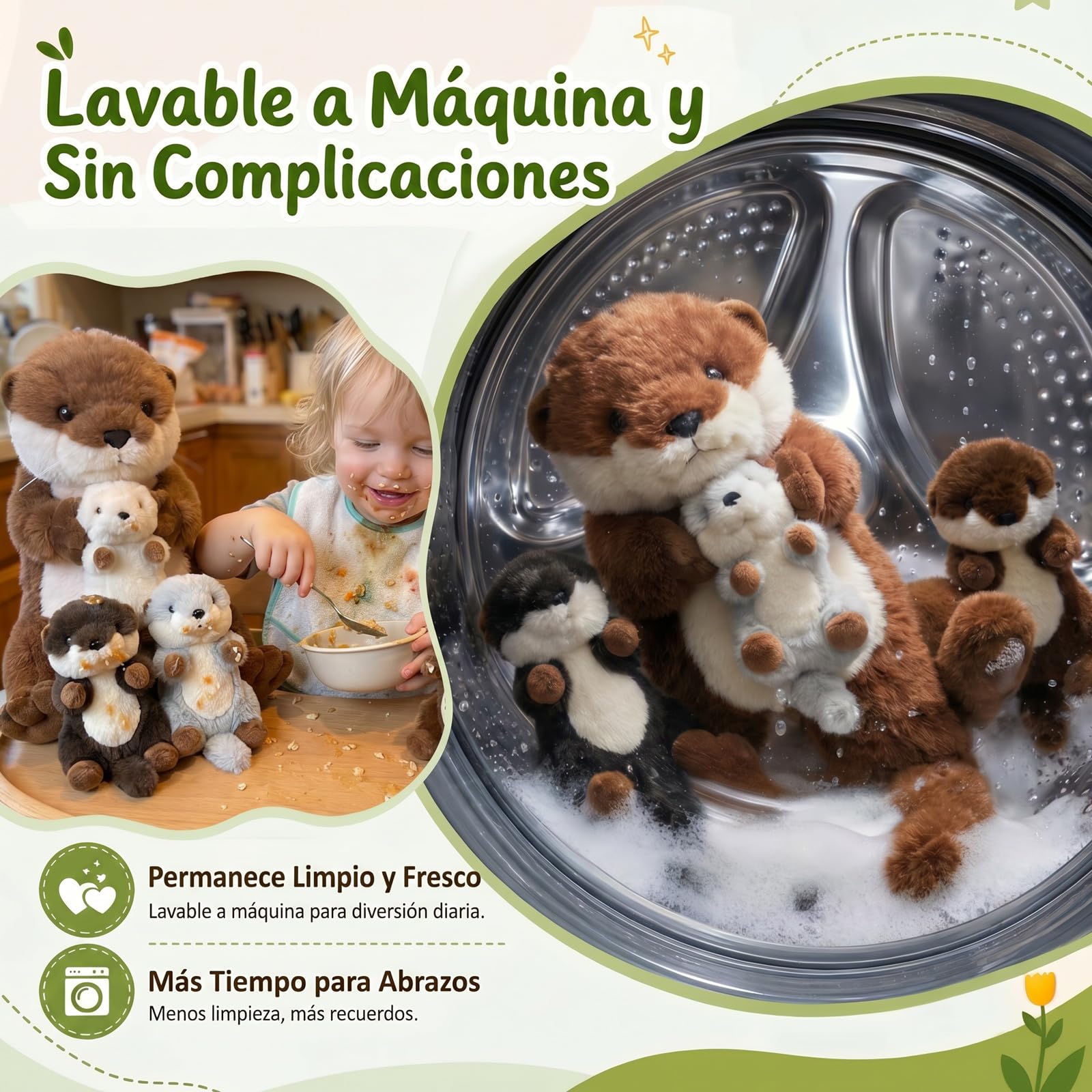 OUOZZZ Nutria de felpa y nutria de peluche madre y bebé - Peluche de animal marino realista de 38 cm, criatura marina ultra suave y adorable, regalo perfecto de cumpleaños o bebé nuevo para niños