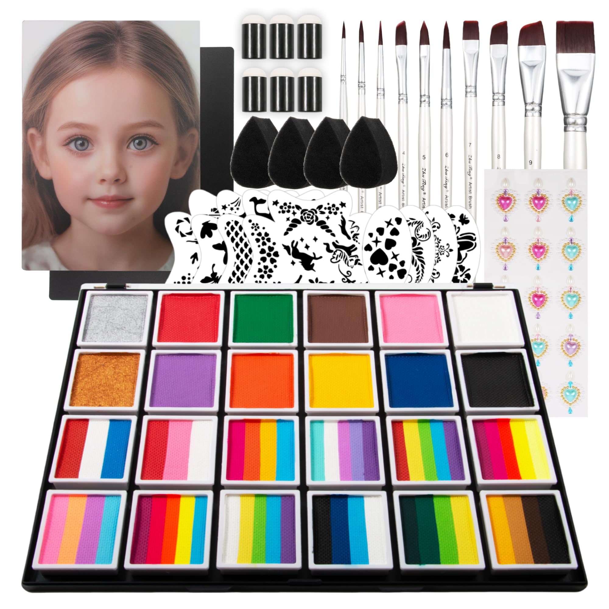 Face Paint Kit Rainbow Split Cake Face Paint Palette