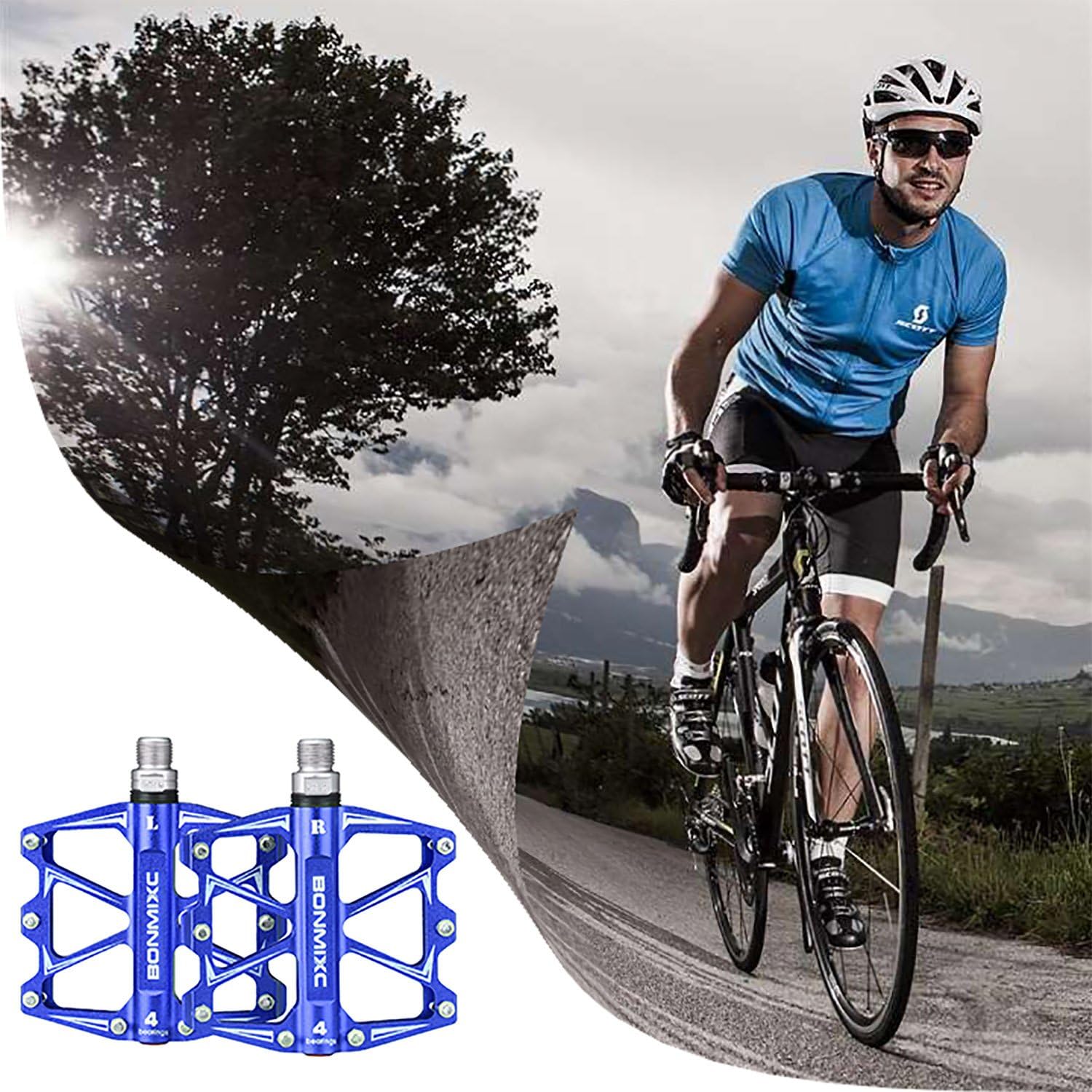 Mountain Bike Pedals 9/16" Alloy Lightweight MTB Pedals Sealed Bearing Flat Road Pedals