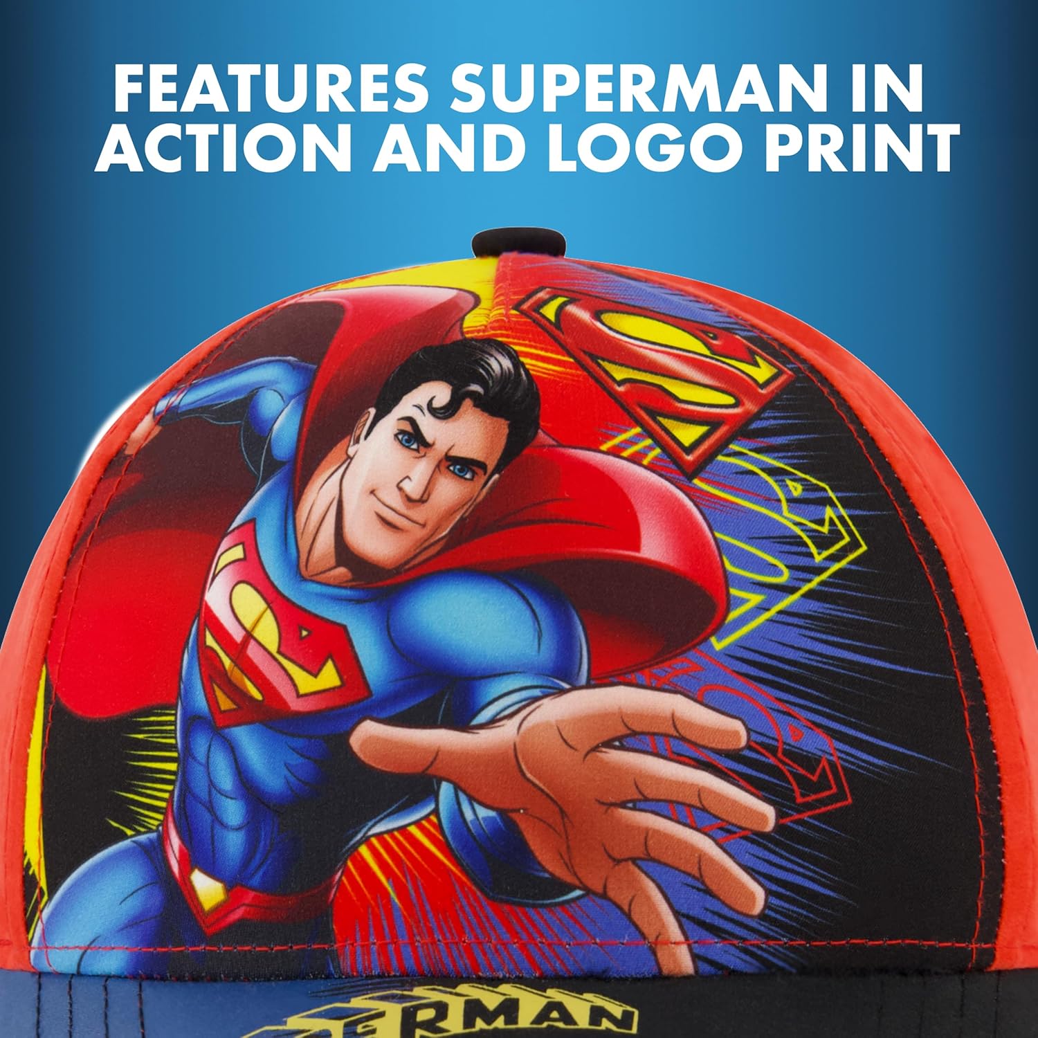 Concept One Boys DC Comics Superman Baseball Cap, Kids Adjustable Snapback Hat with Curved Brim for Boys - Image 3