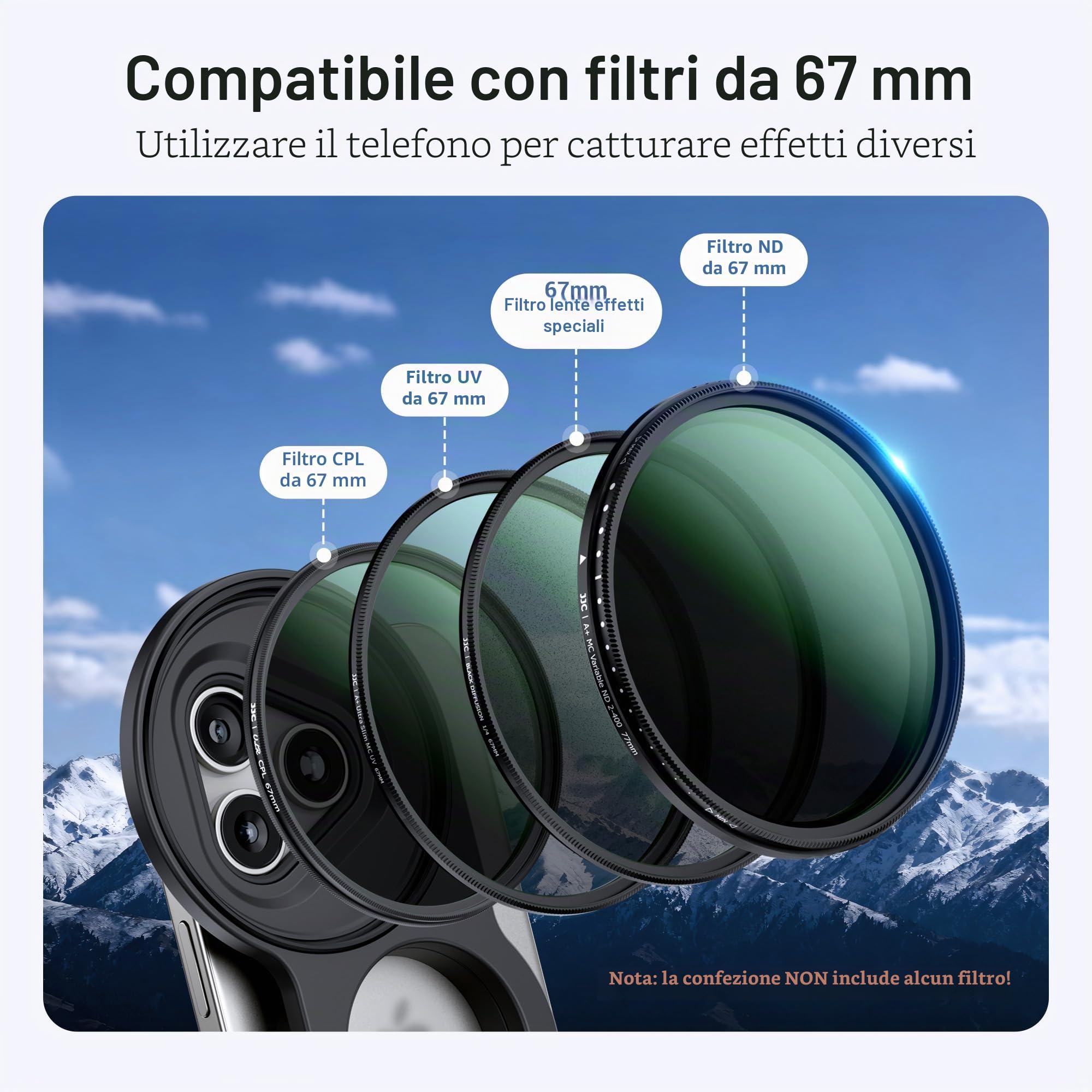 JJC Handgirp - Filtro magnetico per telefono, filtro CPL da 67 mm, kit 3 in 1 per iPhone 17 Pro Max/16 Pro Max/15 Pro Max/14 Pro Max, set di filtri magnetici a scatto per fotocamera