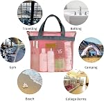 TOPASION Mesh douche Caddy Bag Portable suspendu Toilettes et bain Organisateur avec fermeture à glissière pour le voyage, Gym, Camping, College Dorms, Plage (Pink)