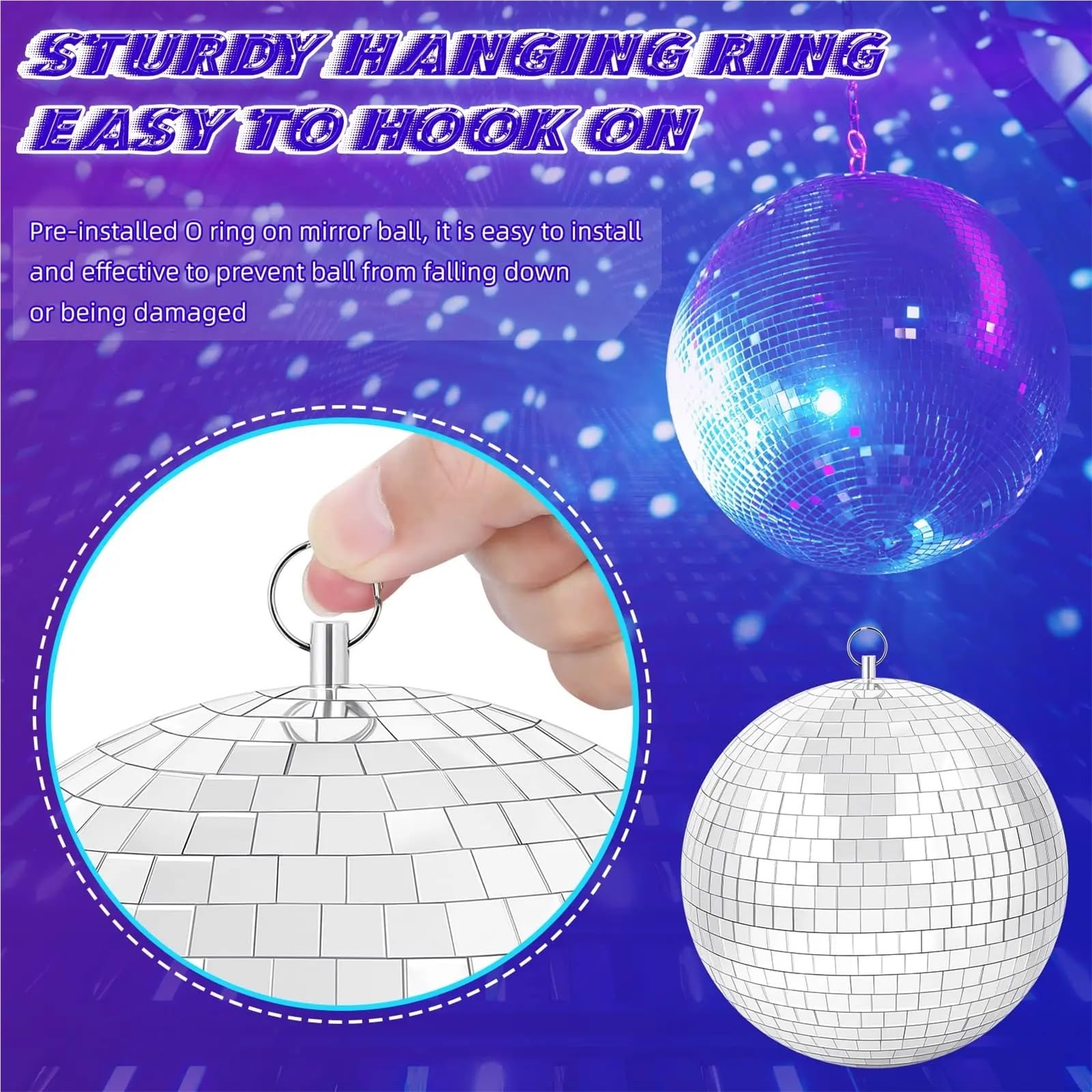 Dekoracja imprezowa lustrzanej kuli dyskotekowej, Disco Kula lustrzana srebrna 12 cali (30 cm)