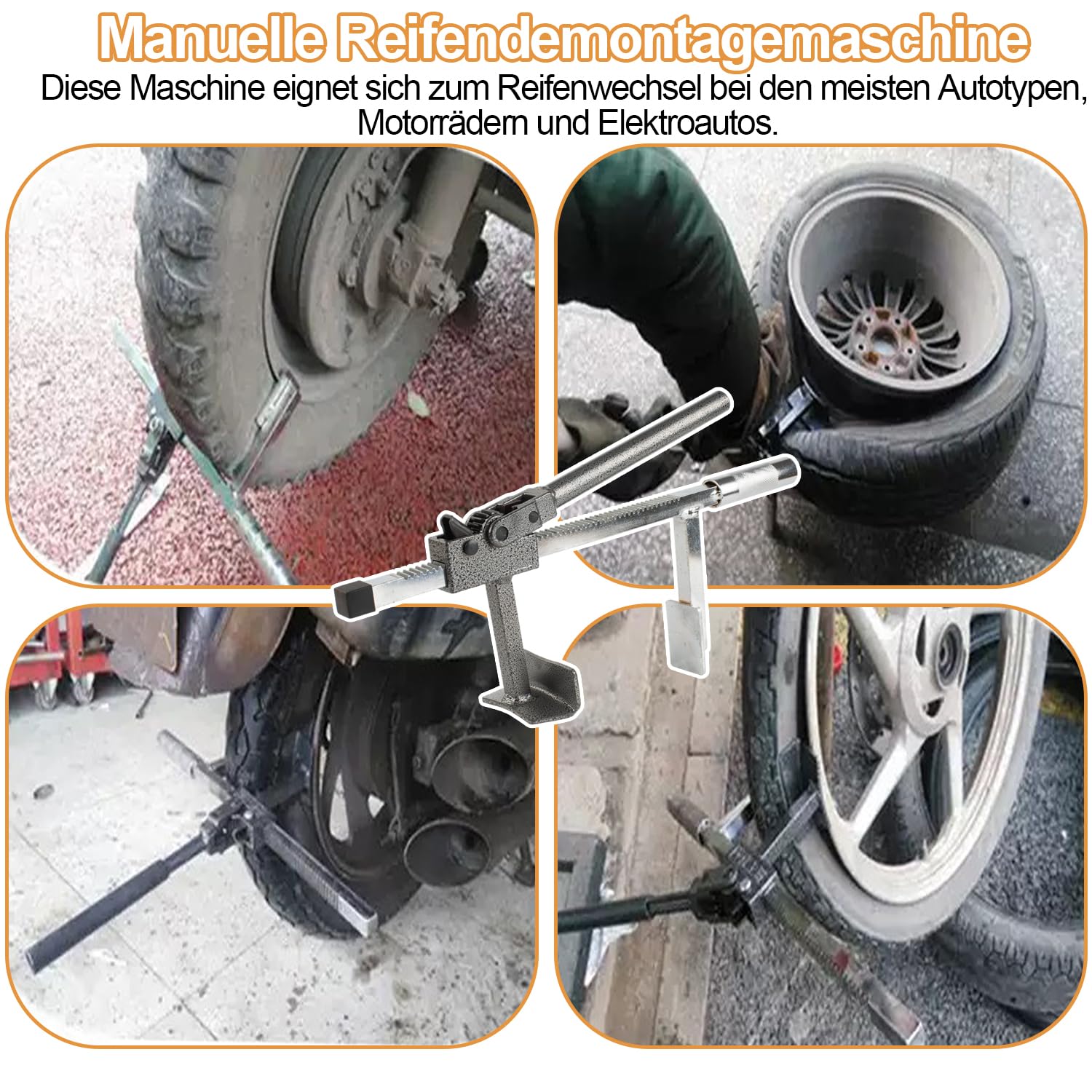 Changeur de pneu universel pour voitures et motos, kit de réparation de pneus de camion, outil de démontage de pneus de voiture et de moto (noir, 43 cm)