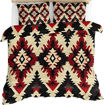 Southwest Comforter Set King, Western Duvet Cover Set, Geometric Bedding Set & Home Decor, Zipper & Ties, Reversible Print, Soft Microfiber & 2 Pillow Cases