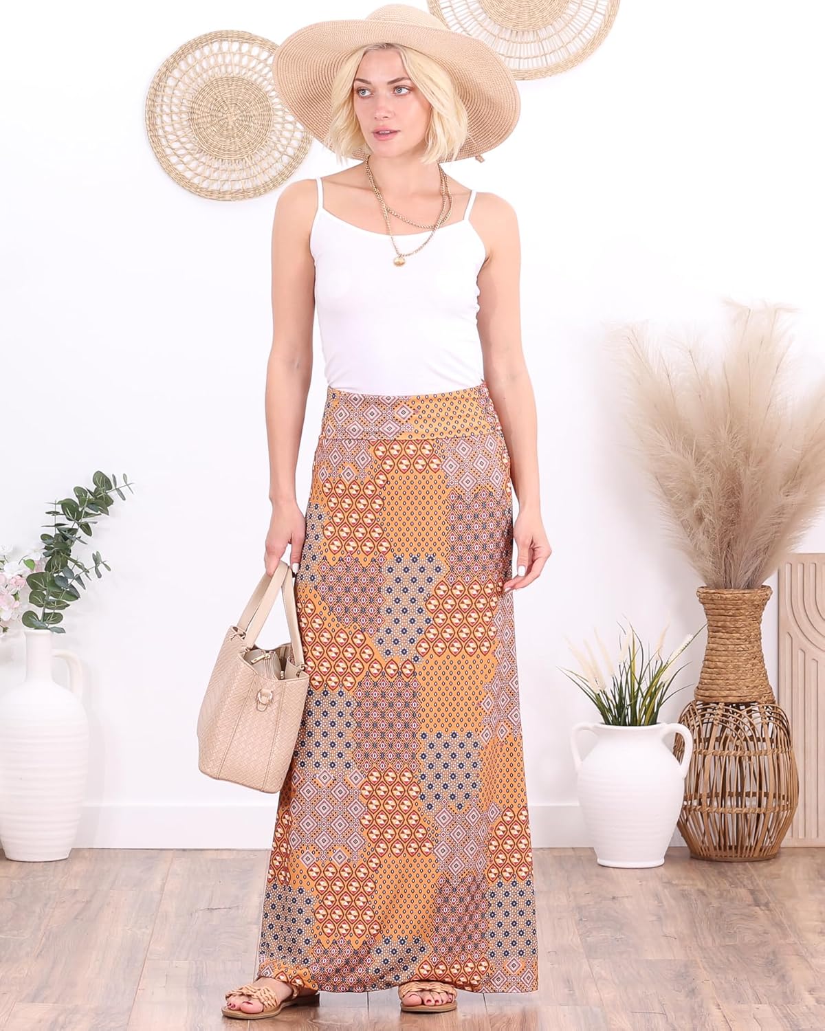 Popana Long maxi skirts for women – High Waisted Flowy Long Skirt for Women, Casual A-Line Plus Size Maxi Skirt - Image 3