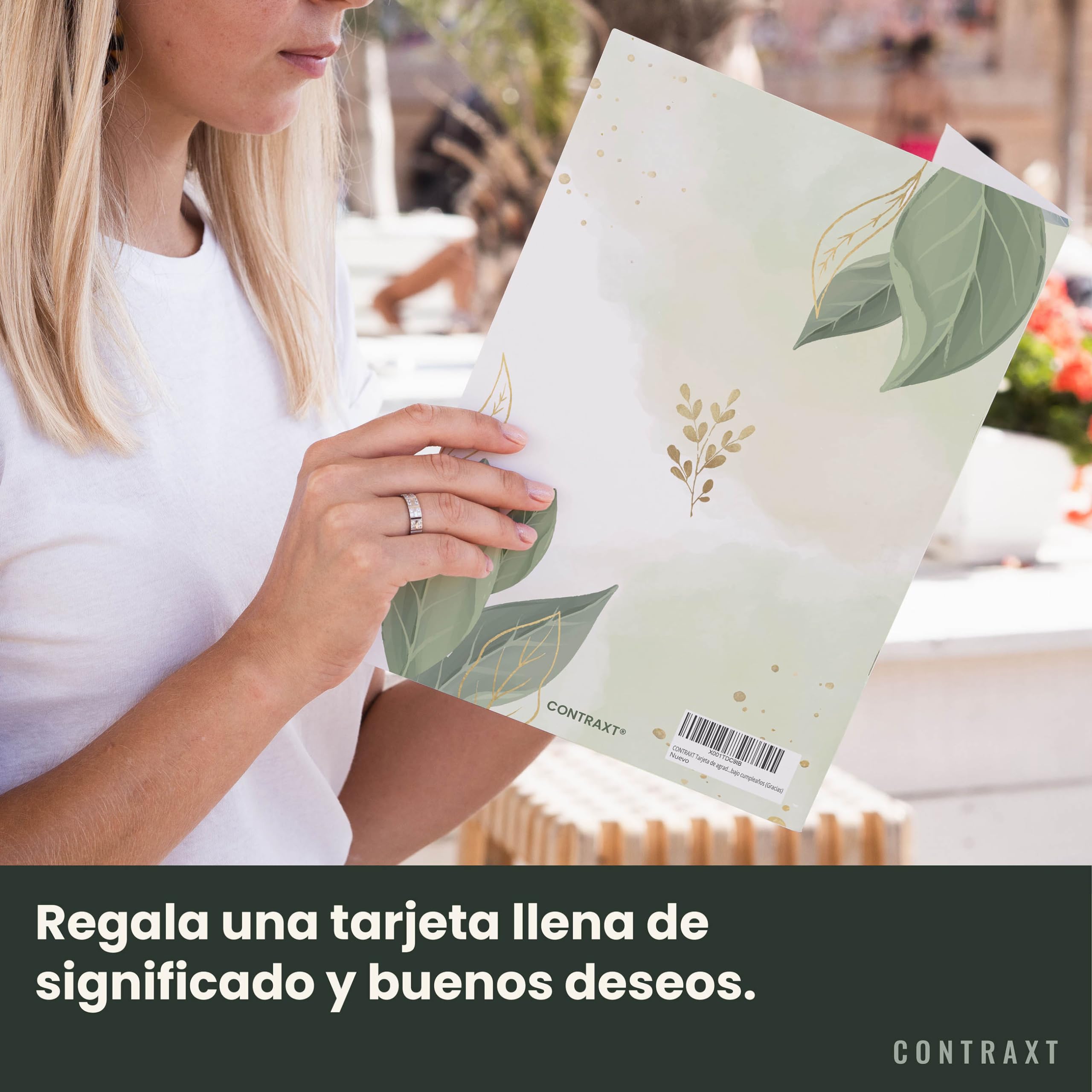 CONTRAXT Tarjeta de agradecimiento grande 42x30 cm abierta. Regalo original tarjeta de firmas gracias por todo hombre o mujer profesores maestras amigas compañeros trabajo cumpleaños (Gracias)