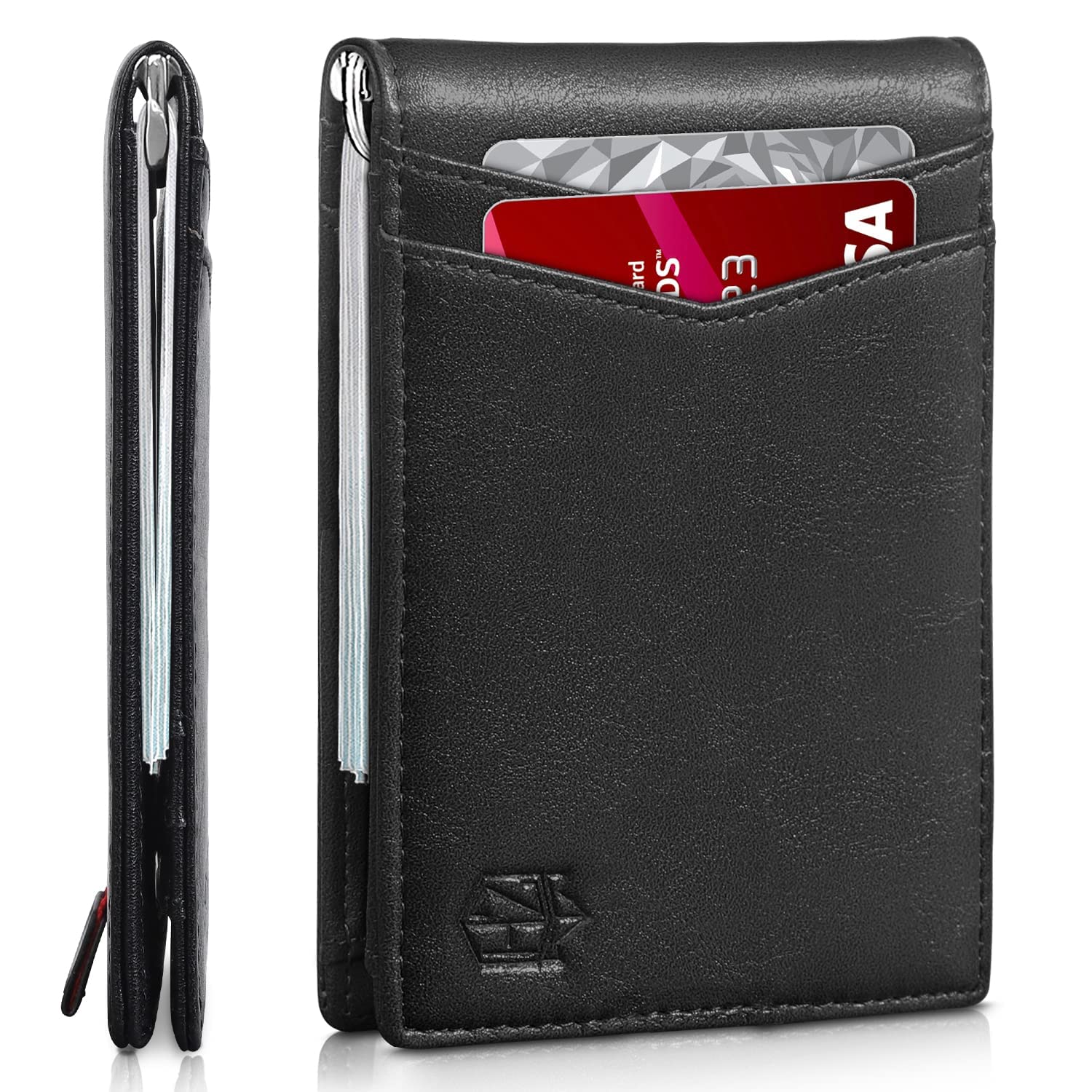 Wallet for Men-6 Slots ID Window-Mens Wallets-Slim Wallet Classic Spring Money Clip RFID Blocking-Gift for Men