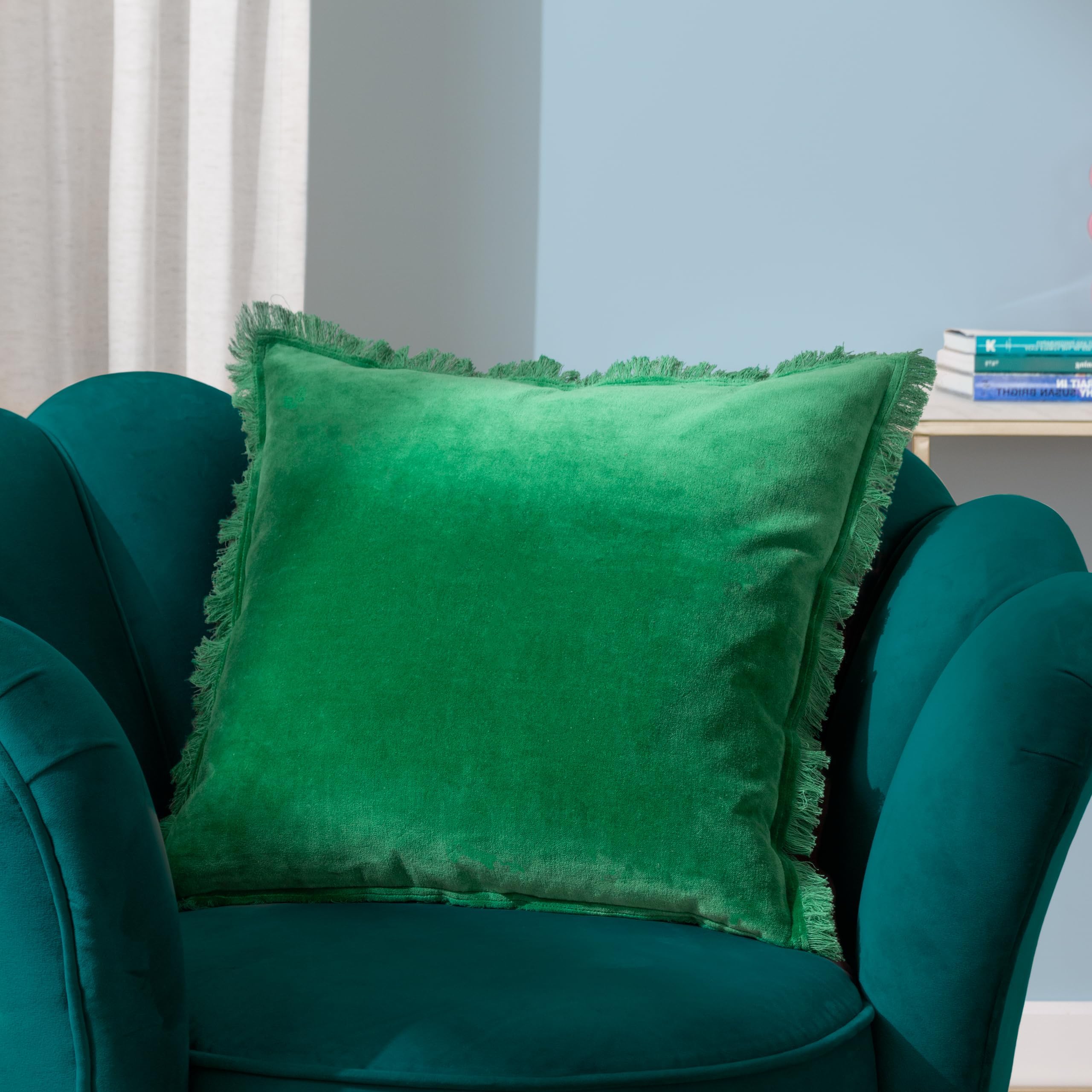 furn. Gracie Velvet Fringed Feather Filled Cushion