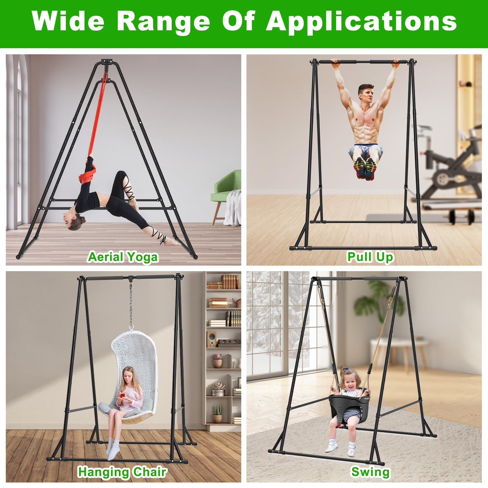 Kipika Klappbare Klimmzugstange, Aerial-Yoga-Gestell & Rahmen für Hängesessel, Höhenverstellbar, Stabil & Langlebig für Innen & Außen, Zuhause, Gym
