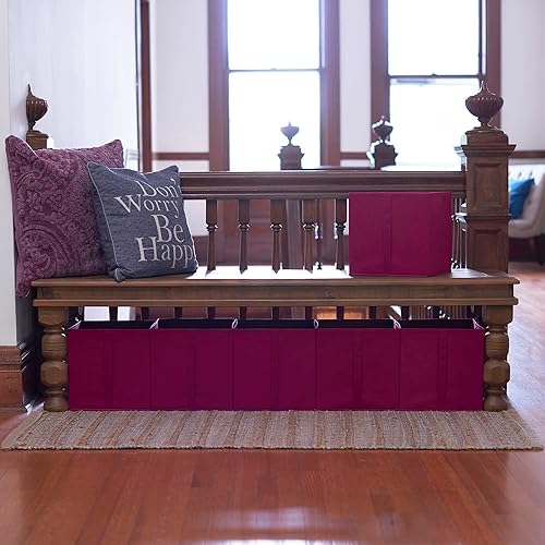 Miniatura 9 de Household Essentials 330-1 Contenedores plegables de tela, juego de 6 cubos con asas, color natural