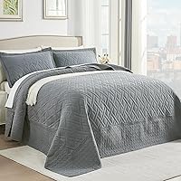 Vista 12 de Qucover Colcha tamaño King extragrande de 3 piezas de microfibra suave y ligera, con patrón de diamante, tamaño King ultrasónico con 2 fundas